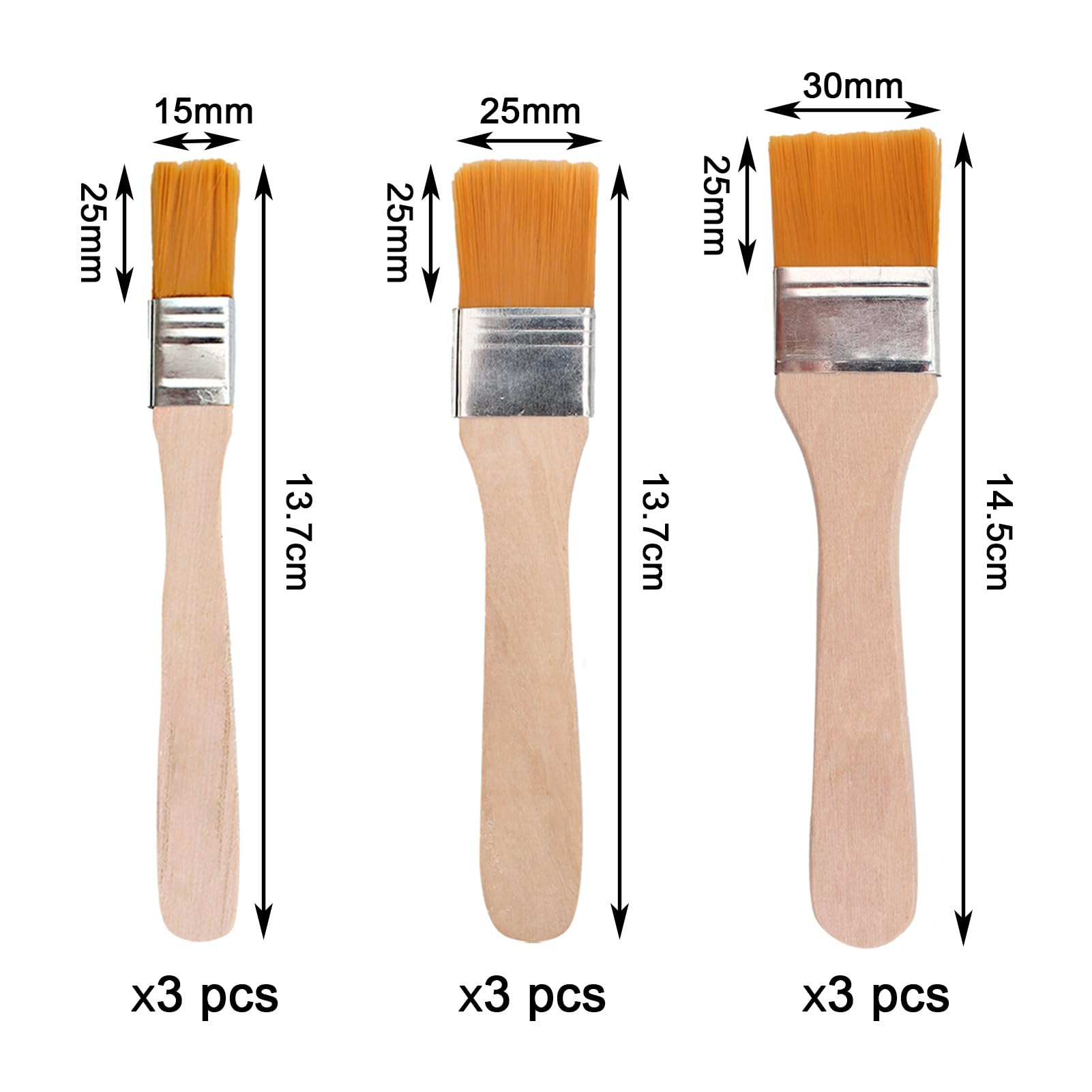 9 Pezzi Pennello Pittura,Pennelli,Pennello,Pennelli Pittura,Pennello Pittura Muro,Set Pennelli,Pennelli per Legno,Pennello per Legno,per Pittura,Bricolage,Pulizia Della Polvere(15/25/30mm)