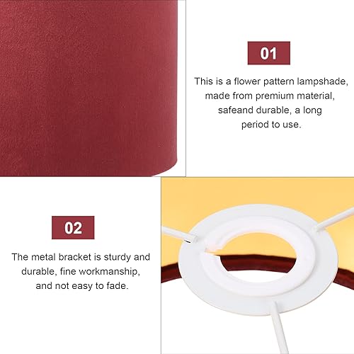 Miniatura 5 de SOLUSTRE Pantallas de luz para lámparas, pantalla de terciopelo, pantalla de barril, pantalla de tapa dura, cubierta de luz para lámparas de mesa de