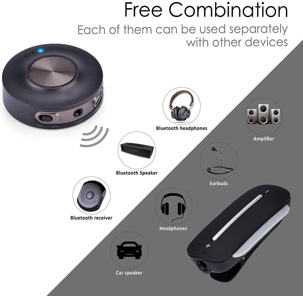 Avantree Bluetooth 4.2 Transmitter for TV with Receiver Set, aptX Low Latency, No Audio Delay, Wireless for Wired Headphones/Speakers, Support RCA Aux 3.5MM PC USB, Plug & Play - HT3187