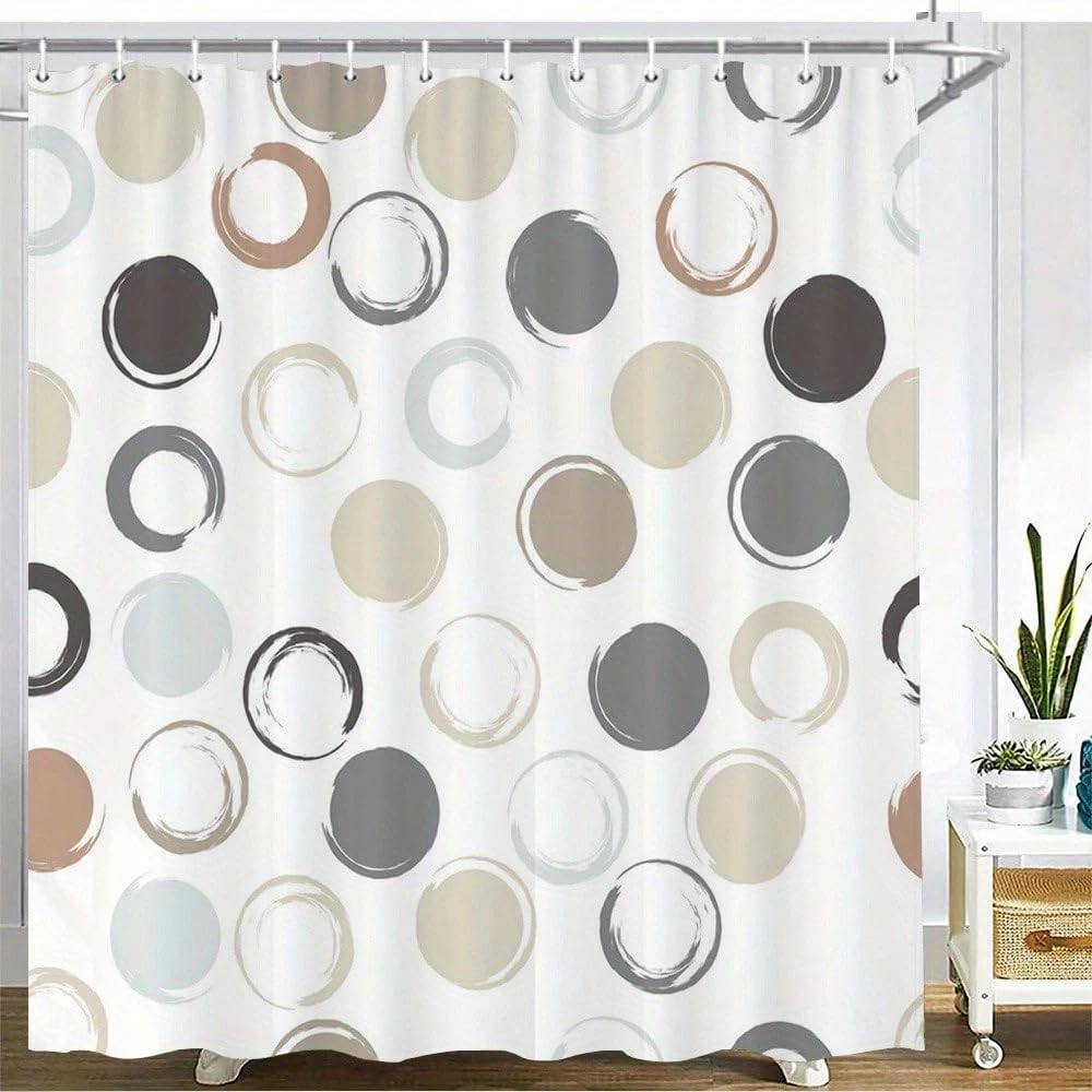 GLKSDLPO Abstract Round Shower Curtain - Black and White Modern Minimalist Geometric Design Bathtub Curtain For Bathroom Decor(180x240cm/71x94in(WxH)