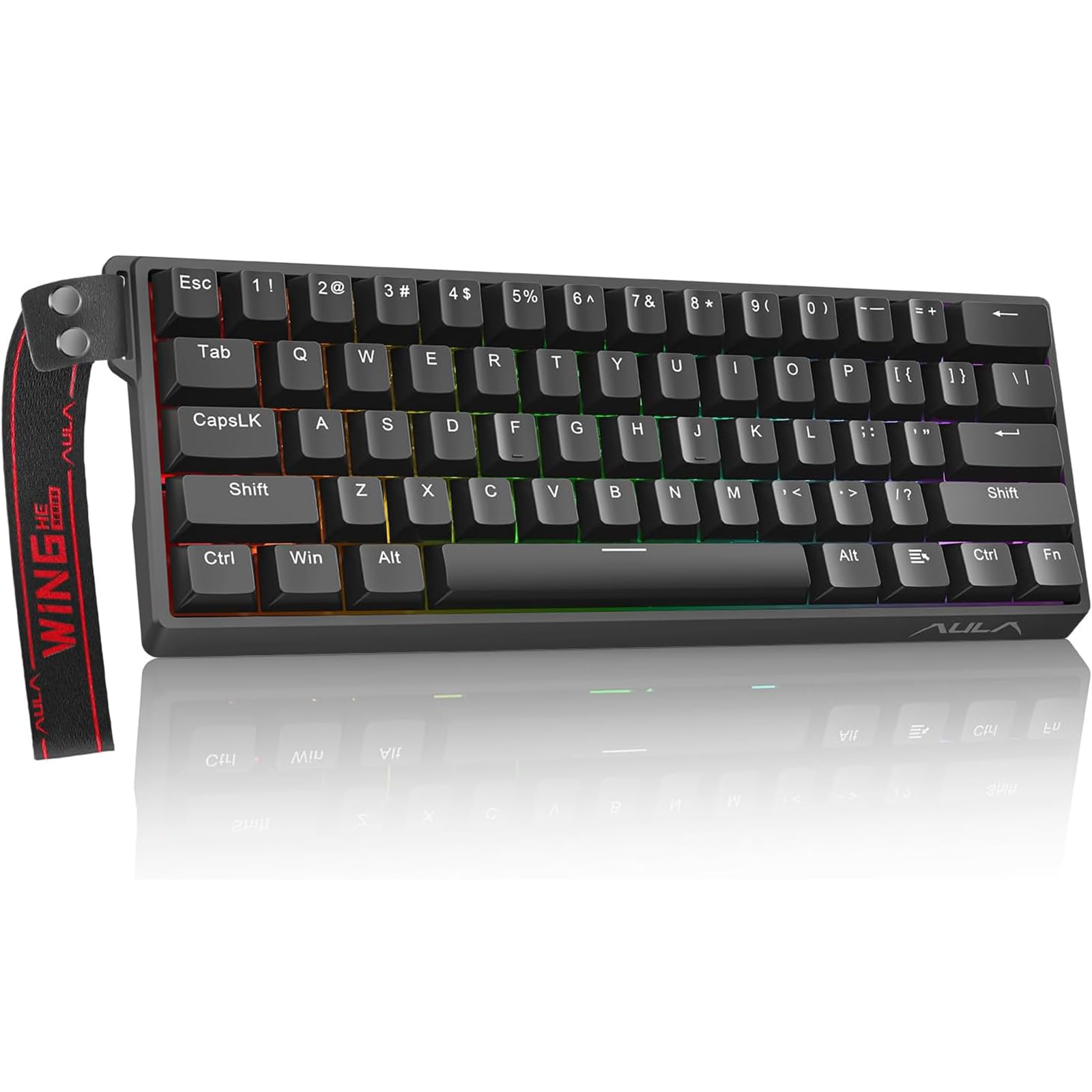 TZMRIT x Aula WIN60 HE, Clavier de jeu mécanique à 60 % avec câble, interrupteur magnétique échangeable à chaud, mode action-arrêt rapide, taux de réglage 8000 Hz, RVB petit