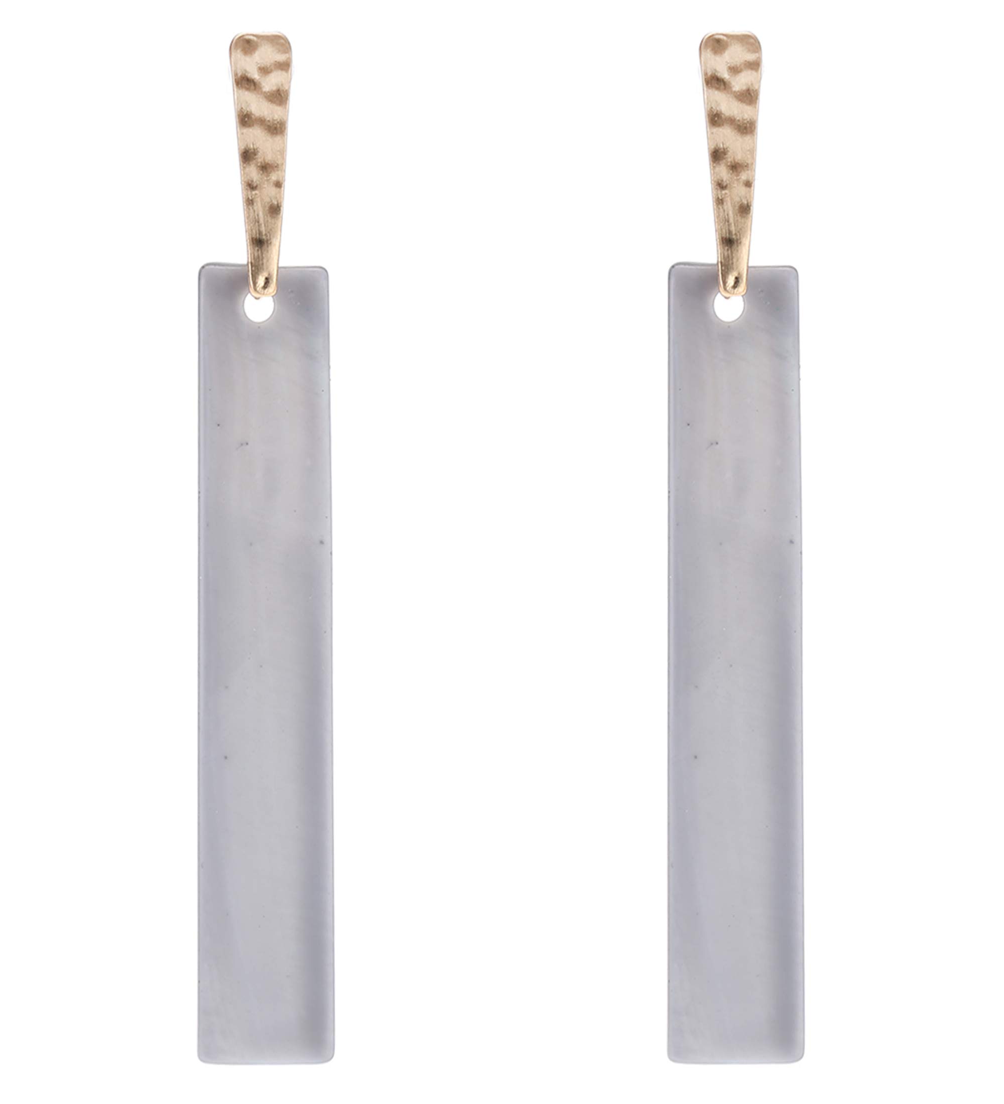 MIRMARUWomen’s Genuine Shell Vertical Bar Shape Dangle Drop Post Earrings - Lightweight Shell Statement Gold Tone Metal Stud Long Earring