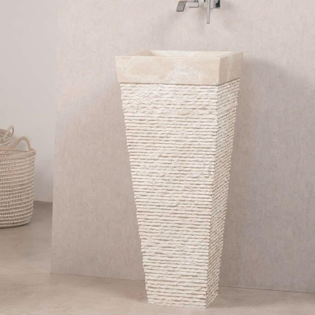 wanda collection - Lavabo de pie piramidal de Piedra para Cuarto de baño Habana Crema