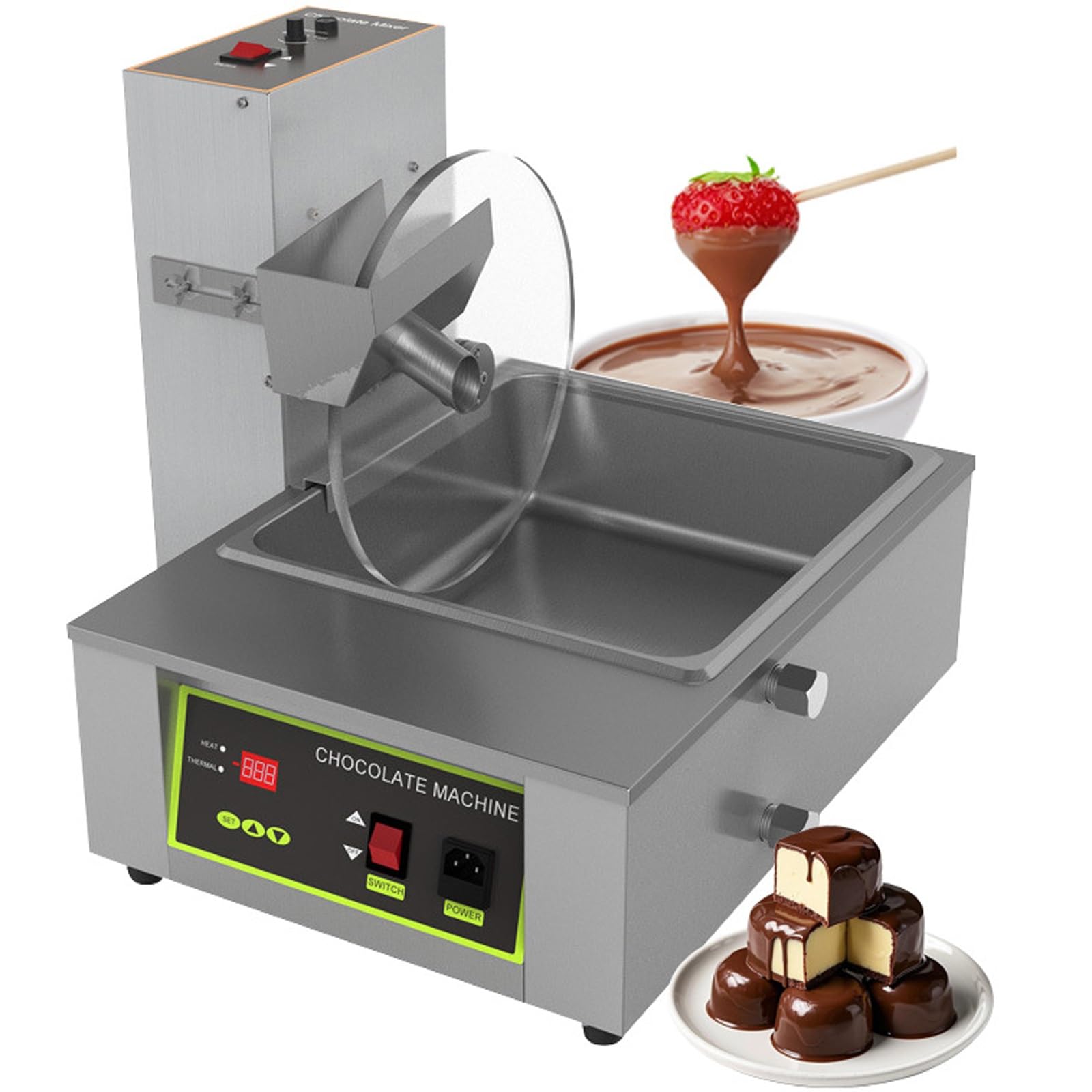 YNIYUJKL Electric Chocolate Melting Machine, Tempering & Coating Mixer, Stainless Steel, 0-95℃ Temperature Control, Adjustable Speed 35-55Rpm, Perfect For Homemade Treats,Capacity 8kg