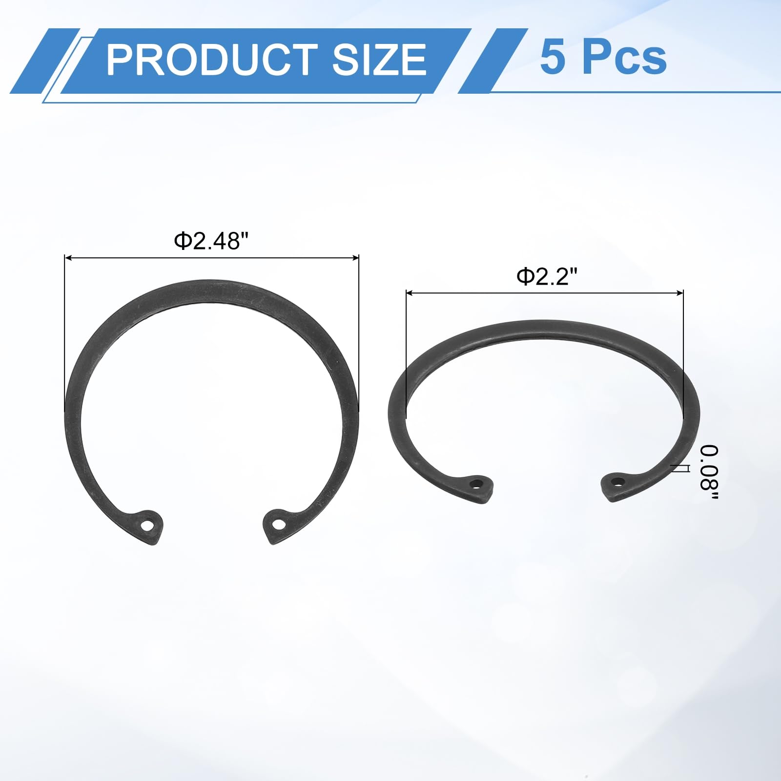 Internal Retaining Rings - 5 Pcs Spring Steel -2