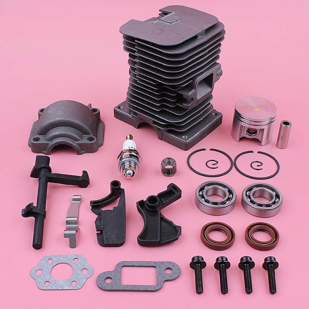 HAOHAO 38 mm Cilindro Kit de pistón Compatible with Stihl MS180 018 MS 180 Motosierra Pieza del Motor Pan cojinete de bancada del Sello de Aceite del gatillo de aceleración