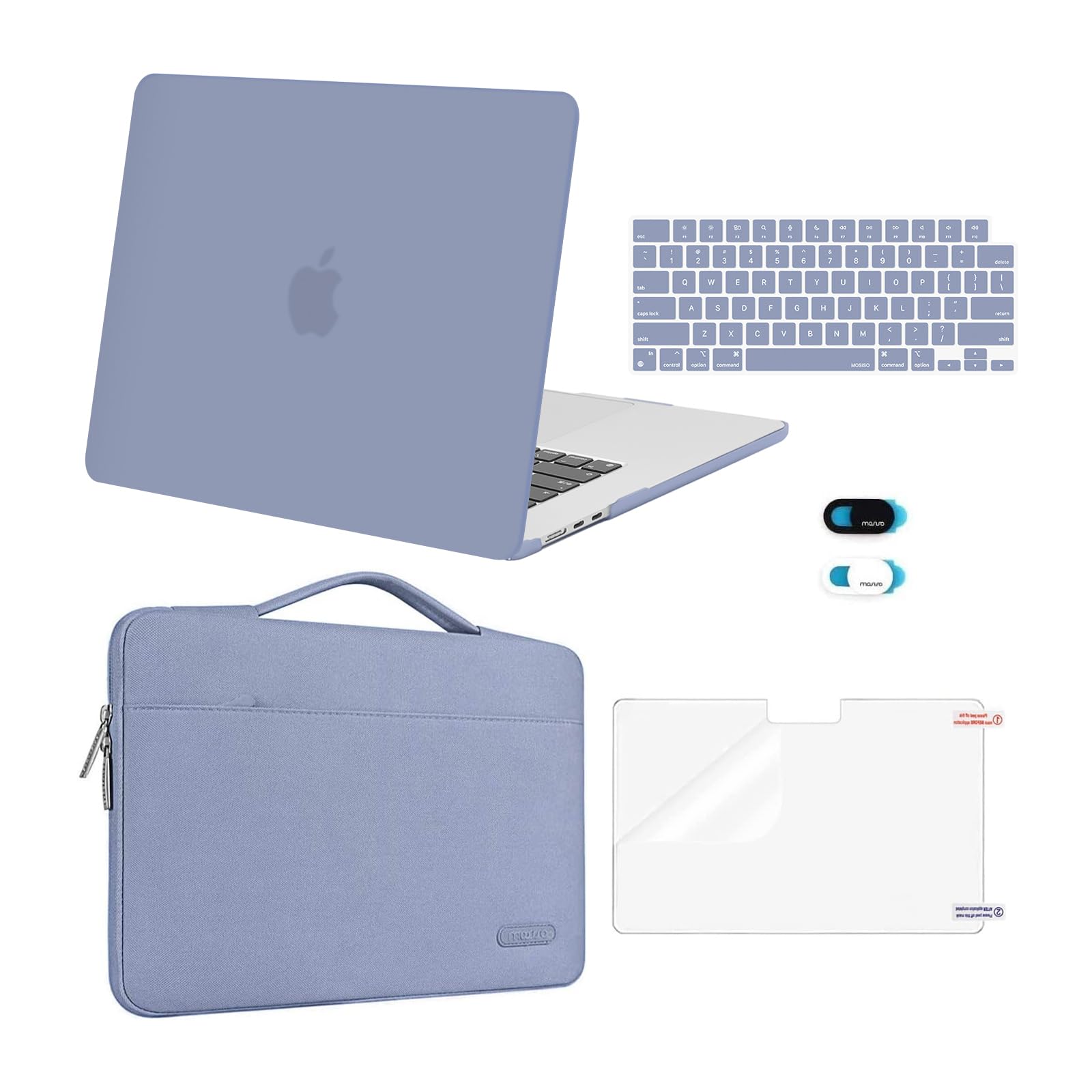 MOSISO Compatible with MacBook Air 15 inch Case 2026 2025 2024 2023 Release M4 A3241 M3 A3114 M2 A2941, Plastic Hard Shell&Carrying Sleeve Bag&