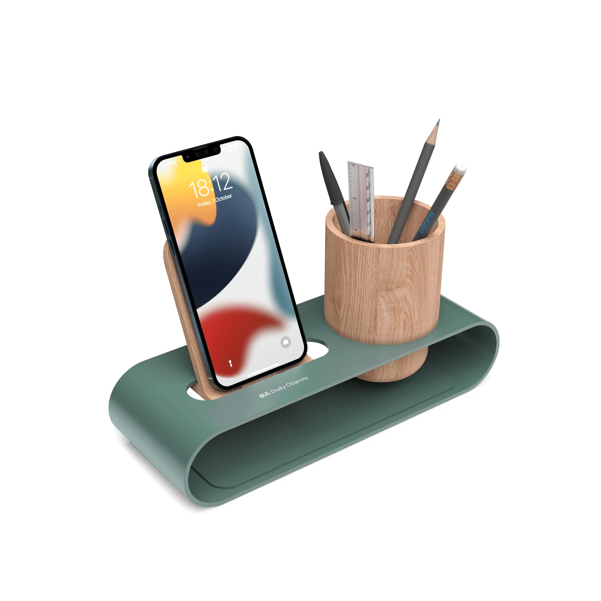 DailyObjects Cirque Phone and Pen Stand (Green) Multi Viewing Angle for Mobile/Tablet | Storage Organizer | Portable Adjustable Holder Compatible with iPhone Android Smartphones | Perfect for Office-picture-32