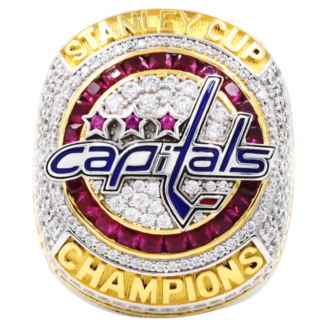Anillo campeonato NHL 2018 réplica duradera Las Capitales con circonitas talla 14
