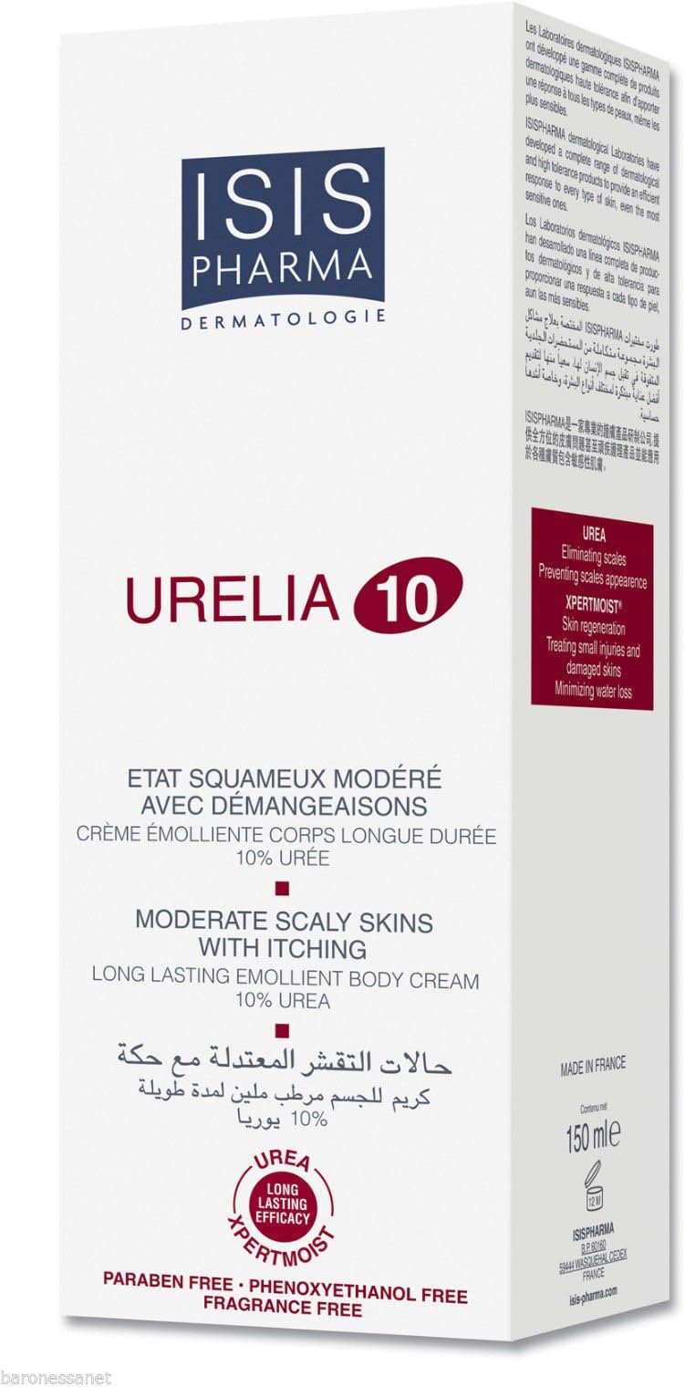 Isis pharma urelia 10 emollient body cream for scaly skin with itching 10% urea mineskin treatment