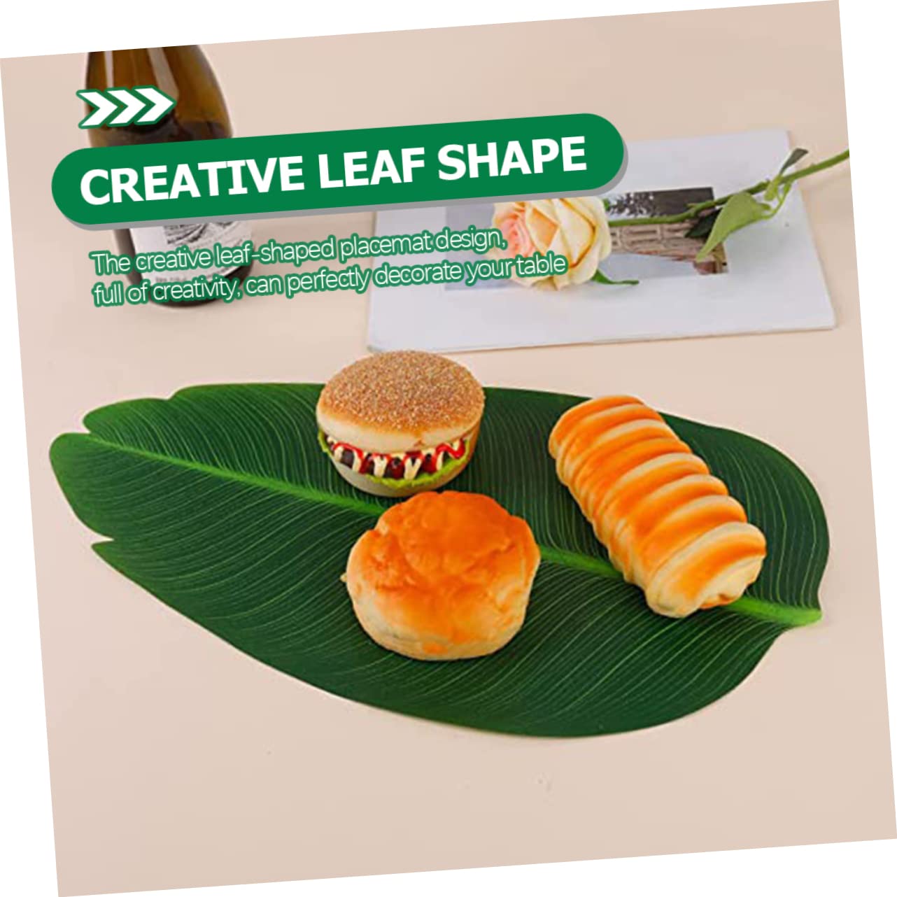 PRETYZOOM 3 Juegos Tapete De Mesa para El Hogar Manteles Individuales Y Posavasos Dorados Centros De Mesa De Palmeras Lugar Caminos De Mesa Tapete De Cocina Tela De Seda Green 5 Piezas * 3