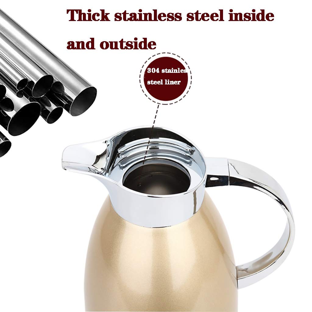 Babominimer Isolierte Kaffeekanne 2 Liter - Doppelwandig Edelstahl Für Heiße & Kalte Getränke