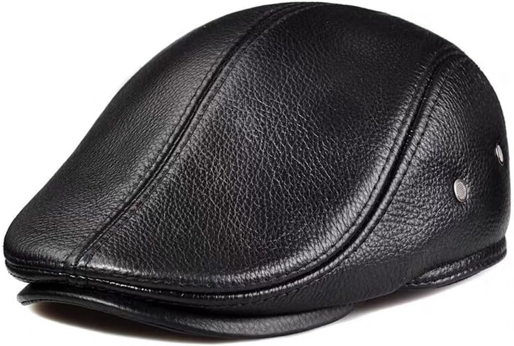Men's Outdoor Leather Hat Winter Berets Male Warm Ear Protection Cap Dad