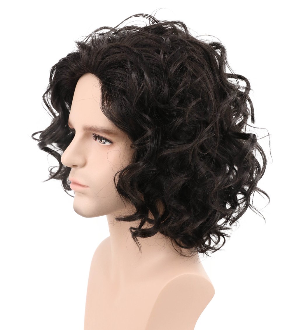 karlery Mens Black Short Curly Fluffy Wig Halloween Cosplay Wig | Costume Party Wig