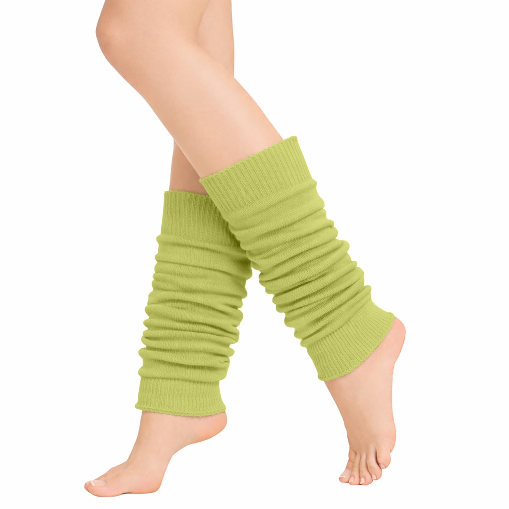 The Fancy Dress Angies Fashion Luxurious Ladies 80's Dance Plain Ribbed Leg Warmers Neon Leg warmers in Hot Pink 12 Colours (Lime Yellow)