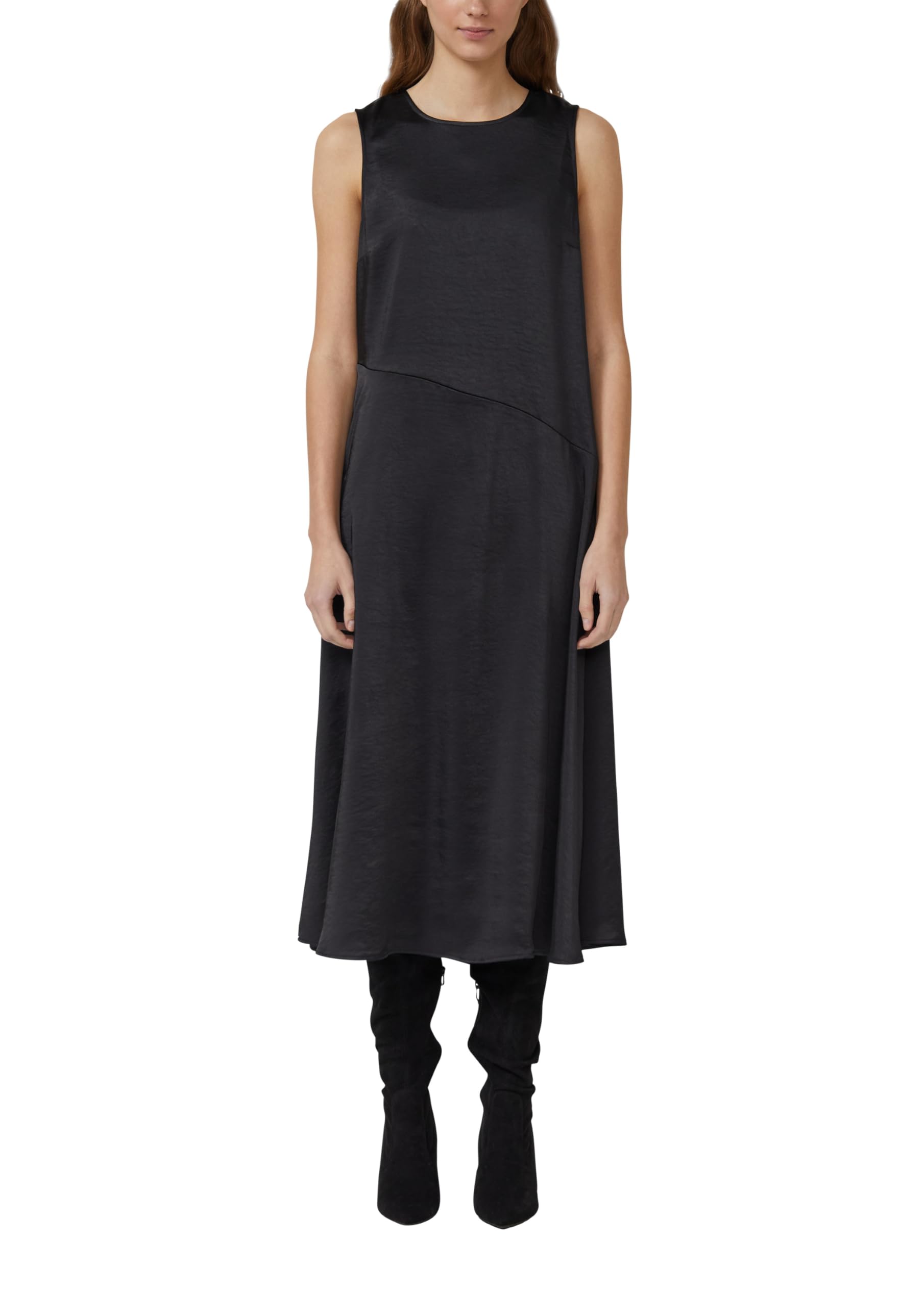 s.Oliver Ärmelloses Satinkleid mit diagonaler Ziernaht