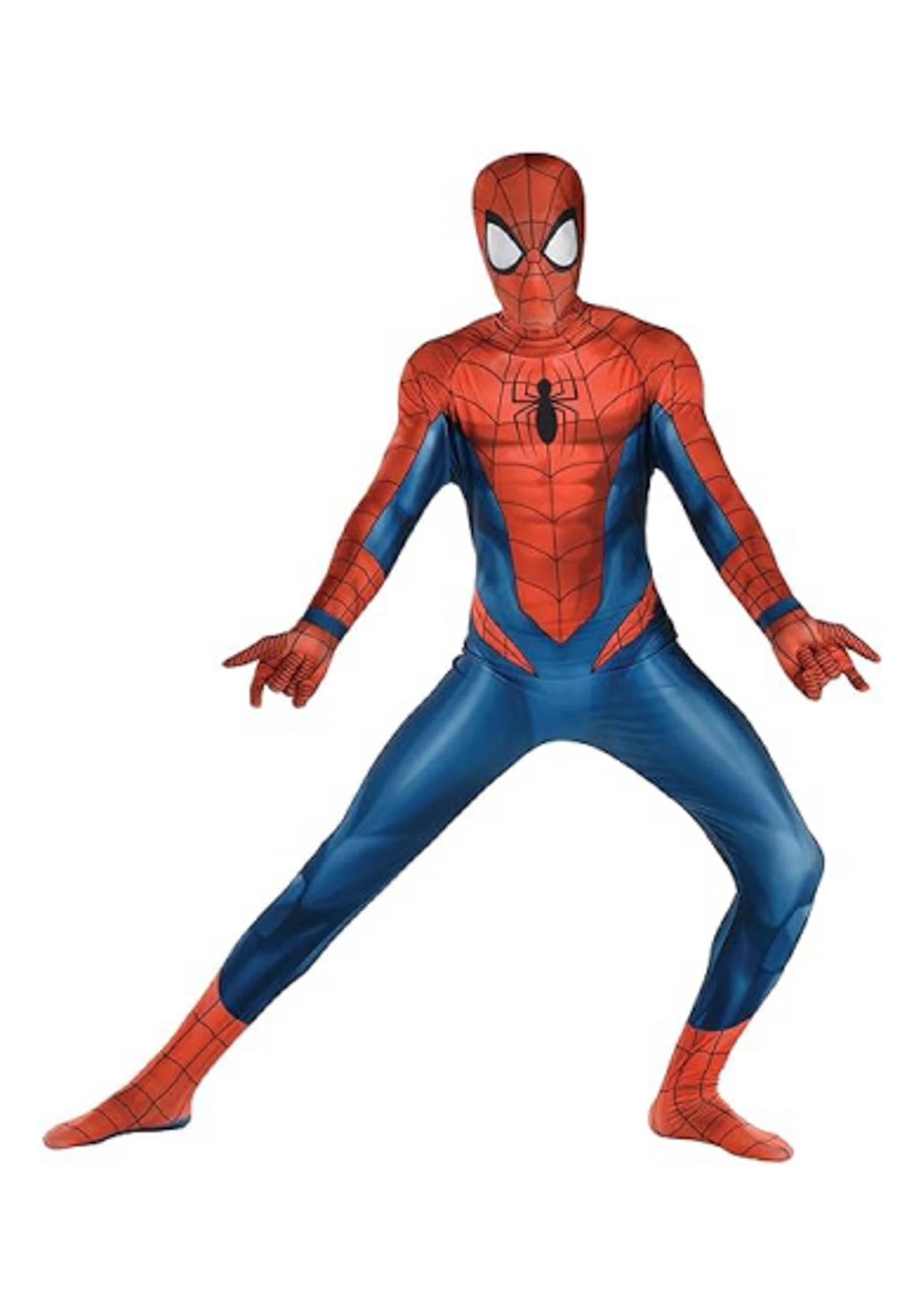 Men's Spider-Man Halloween Costume | Adult Superhero Suit Bodysuit with Mask Sublimated Graphics