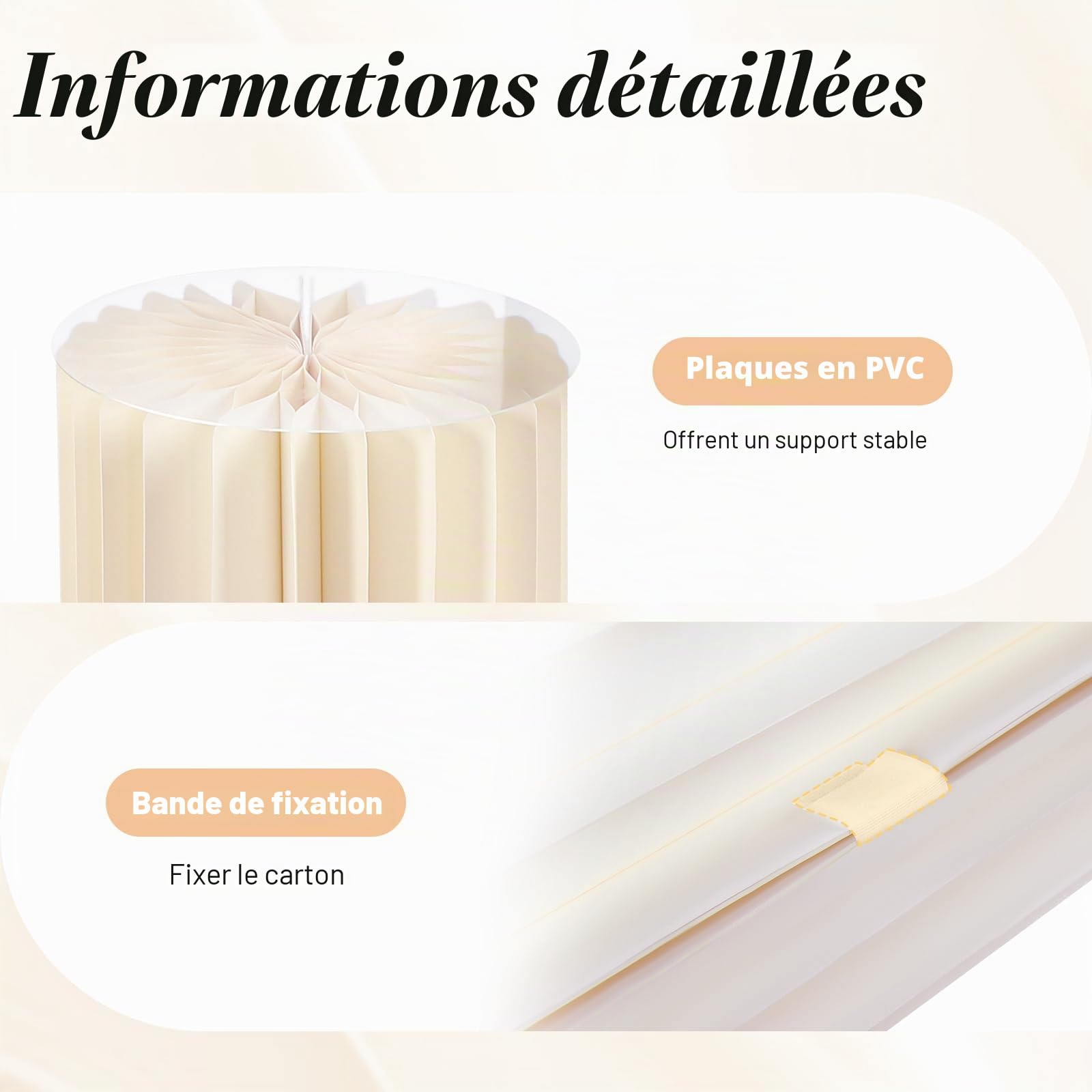 Lot de 5 supports de fleurs pliables en papier blanc, 20/40/60/80/100 cm de haut, en papier blanc, support à gâteau, support cylindrique avec panneau en PVC, présentoir pour mariage, anniversaire