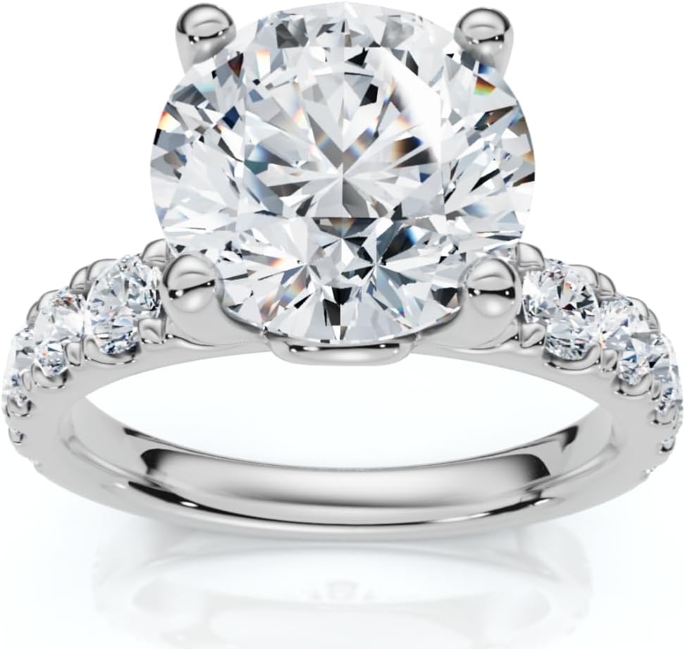 P3 POMPEII3 Pompeii Certified 4Ct TW Diamond Pave Engagement Ring in 14k Gold Lab Grown (G/H,VS1-VS2)