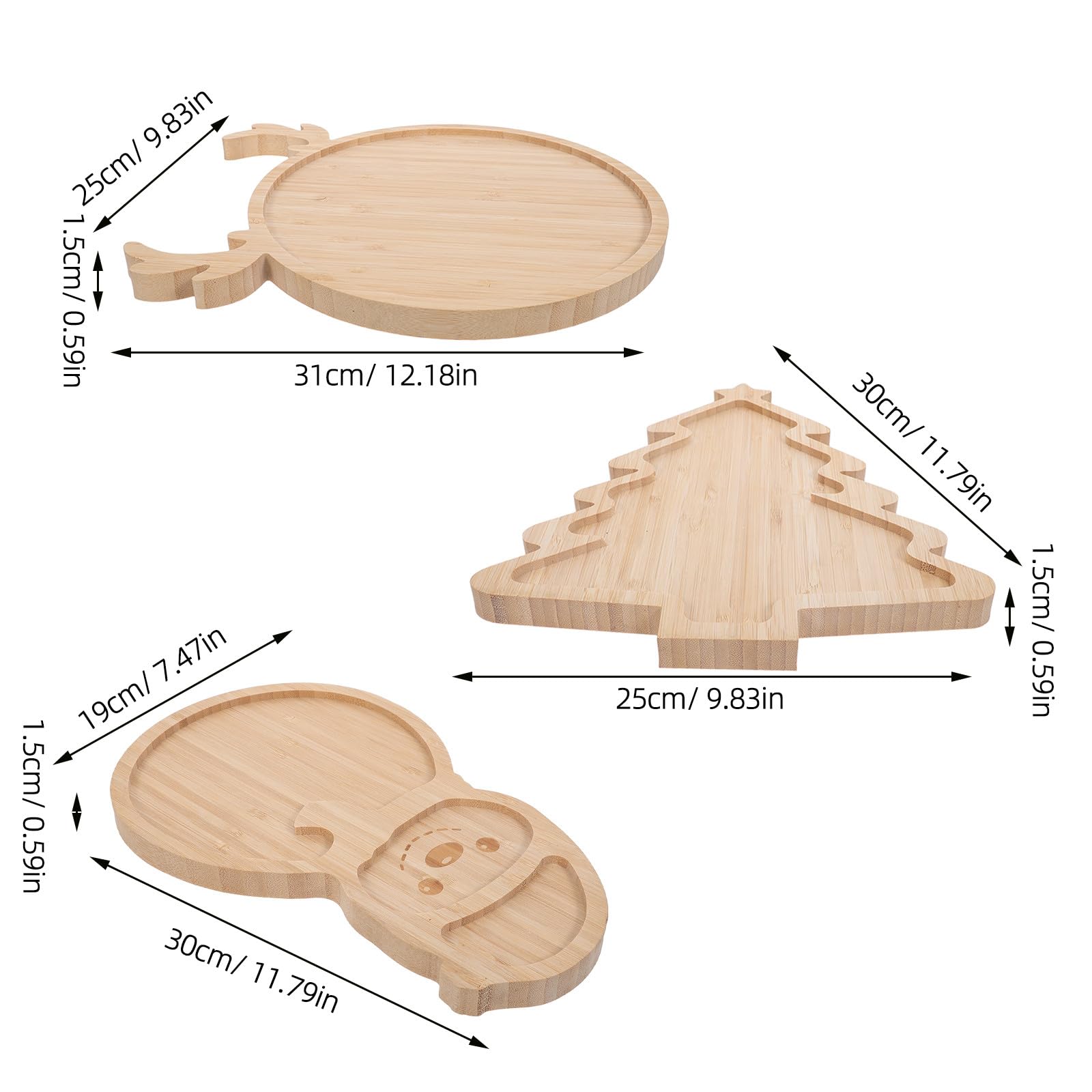 ibasenice 3 bandejas de Madera con Forma de árbol de Navidad y Tabla para e