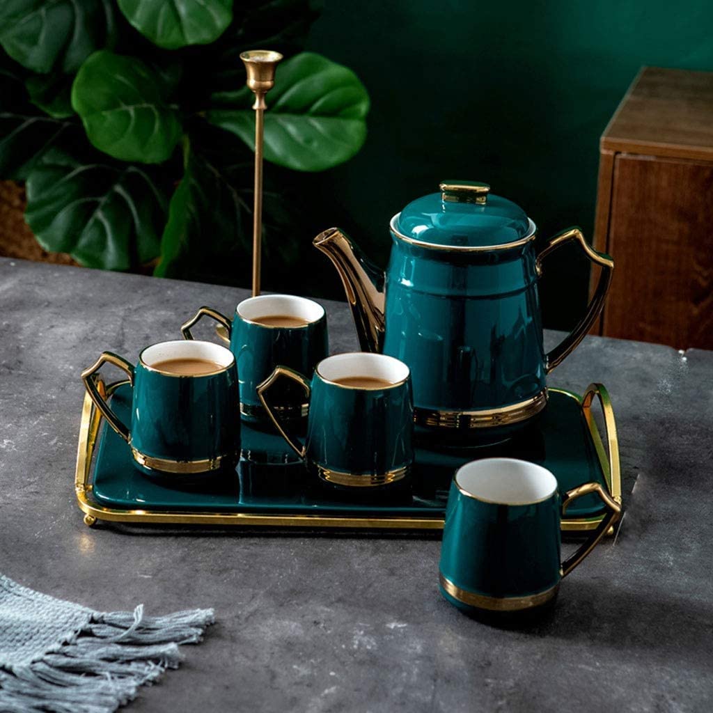 Zestaw Herbaty Zestaw Ceramicznych Filiżanek Oświetlenie W Stylu Nordyckim Luksusowy Zimny Czajnik Dom Prosty Phnom Penh Kubek Do Herbaty Dzbanek Naczynia Picia Z Tacą Dla Codziennego Użytku(8pcs)