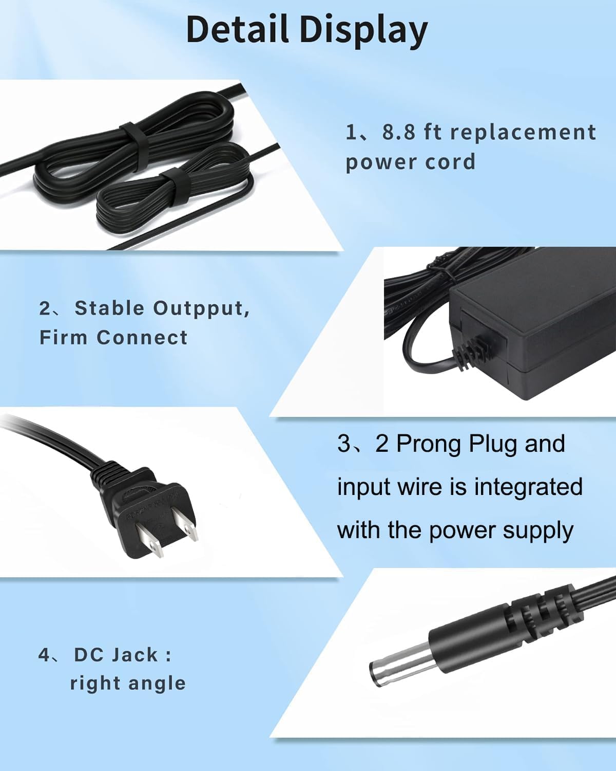 Zasilacz 12 V DC stosuje się do Roland PSB-5U do FP-10 cyfrowy pianino przewód zasilający zasilacz sieciowy, kabel zasilający 6,5FT ładowarka do klawiatury elektronicznej pianina cyfrowego