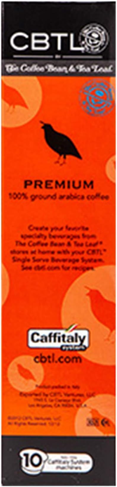 CBTL Premium Espresso Capsules for Caffitaly Brewers, By The Coffee Bean & Tea Leaf, 10-Count Pods