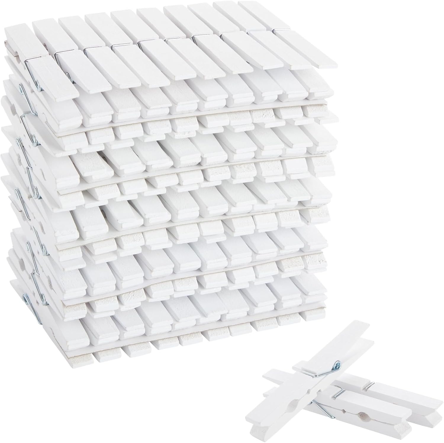 Juvale 100 Pack Wooden Clothespins for Hanging Laundry, Crafts, Photos (White, 4 in)