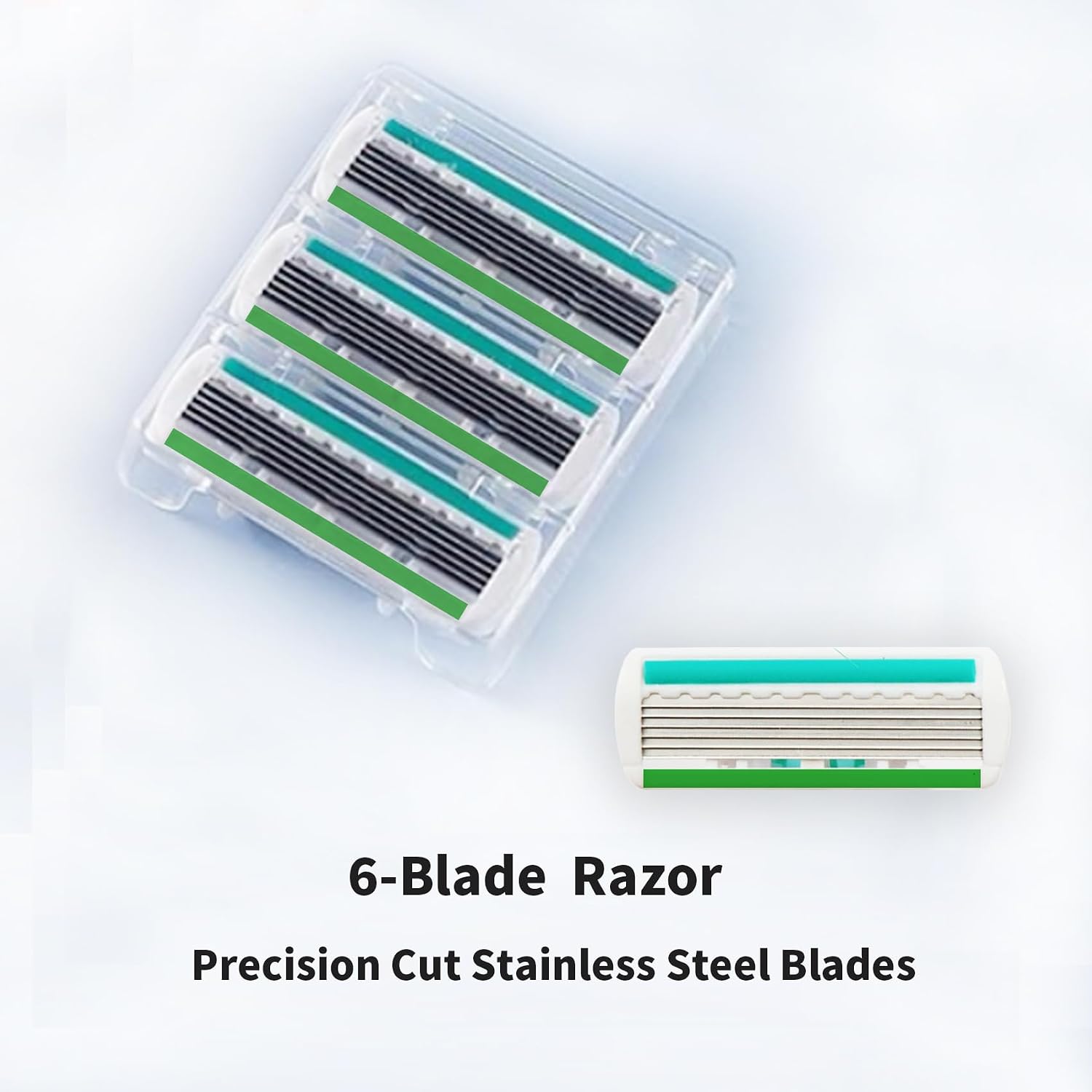 6-Blade Razor, Anti-slip razors for Women Refill Cartridges razors, Reusable Face Cleansing Care Tool, Shave Supplies for Women 18 pcs refills cartridges- blue