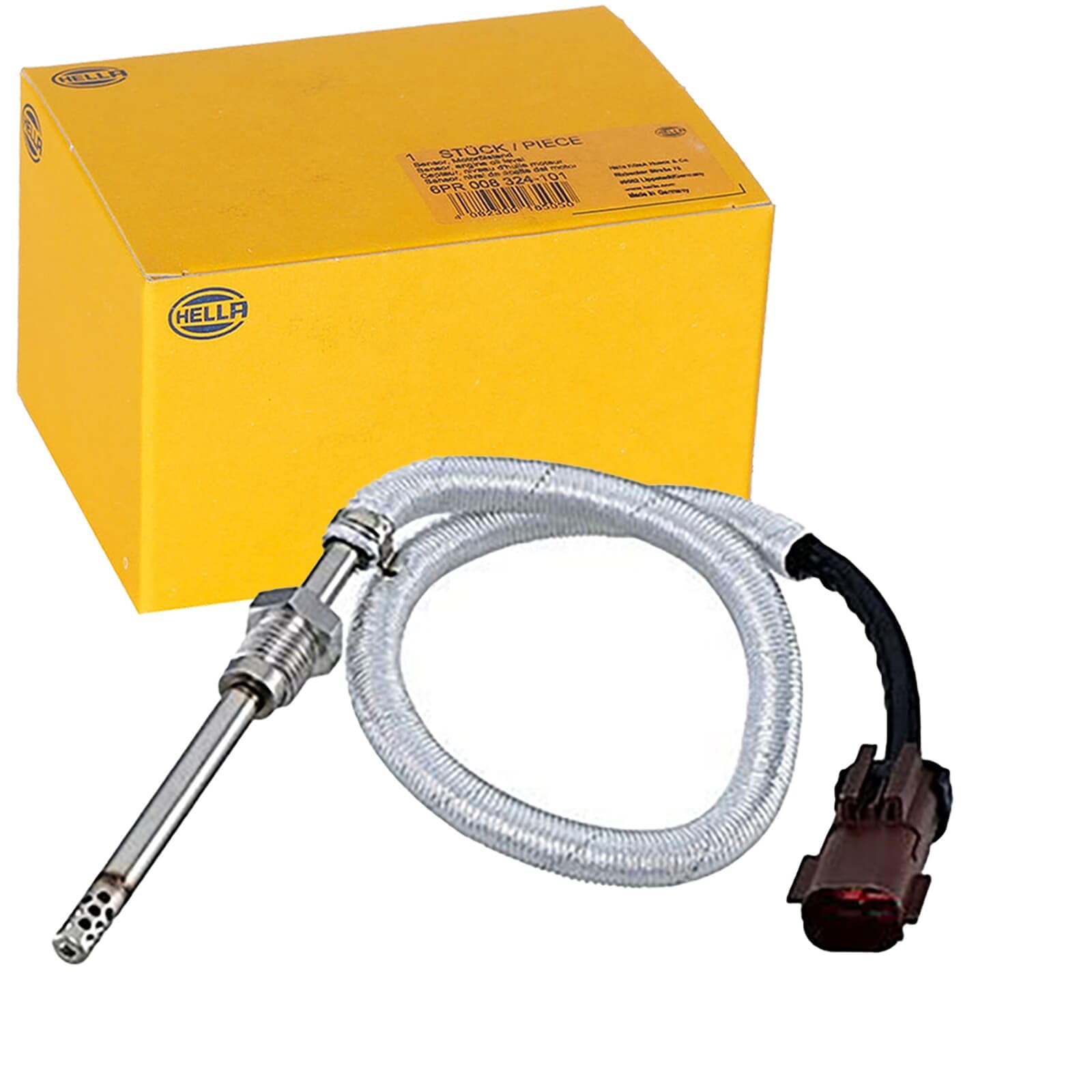 HELLA 6PT 010 376-501 Sensore, temperatura gas di scarico, 2 poli, avvitato, cavo: 430 mm | Compatibile con: JEEP GRAND CHEROKEE IV, GRAND CHEROKEE VAN