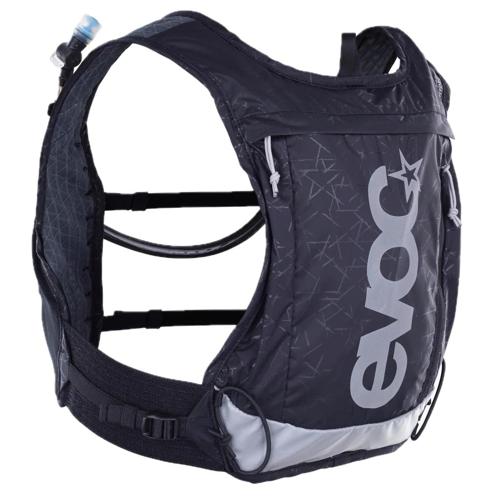 Zaino idratante EVOC HYDRO PRO ULTRA 1,5, zaino con sacca idrica da 1,5 l per l'uso in gara (vestibilità aderente al corpo, tasche facilmente accessibili, zaino riflettente), nero