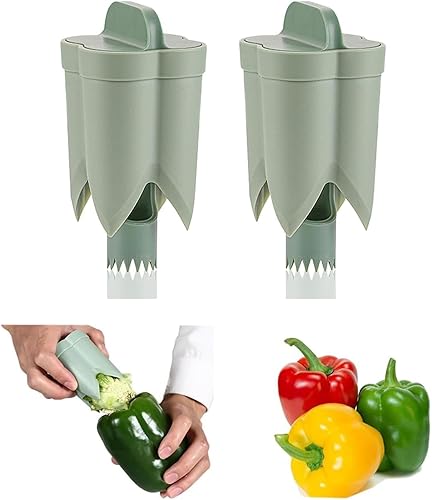 2025 Nueva herramienta 2 en 1 para quitar semillas de pimiento y pimiento descorazonador, herramienta descorazonadora de pimienta para verduras y