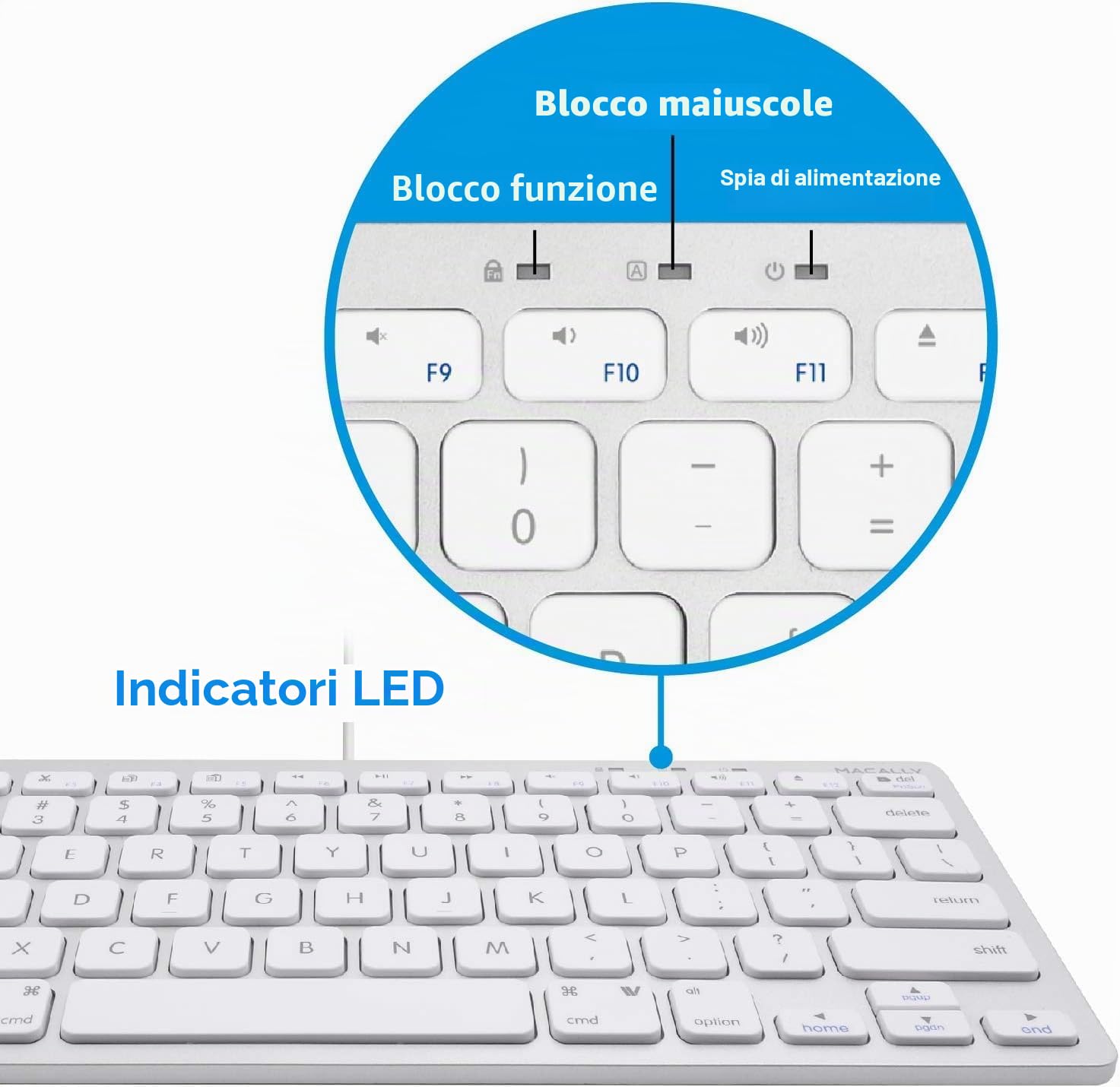 Macally SLIMKEYCA, Compact USB-A Keyboard for Mac, US QWERTY Key cap Layout