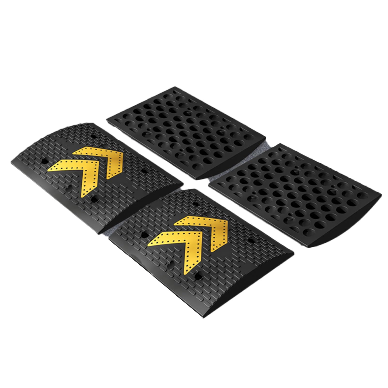 HTTGDGDH 2-Pack Speed Ramp Speed Bump, Rubber Road Bump, Heavy Duty Modular Driveway Speed Bump Parking Lot And Community Garage Car Uphill Pad School Speed Pad,