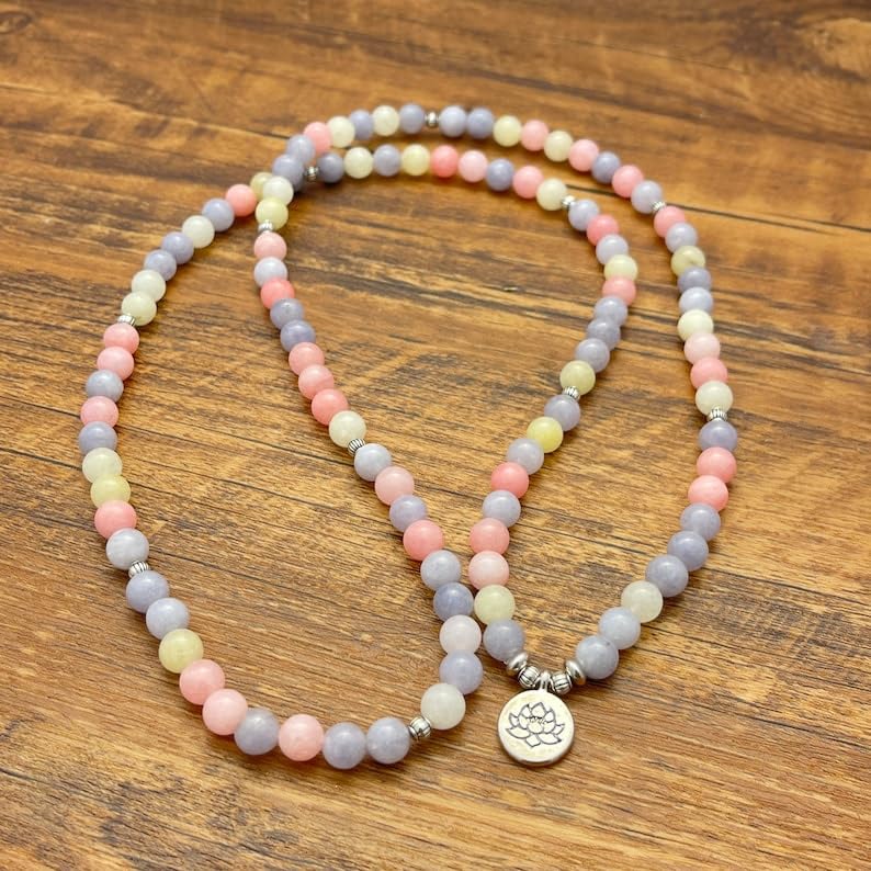 Naturalny kamień szlachetny 6 mm 108 koraliki mala, duchowe, koraliki medytacyjne, Reiki, Japa Mala, buddyjskie koraliki modlitewne, bransoletka do jogi, koraliki lecznicze LKMALA-RRGU-8