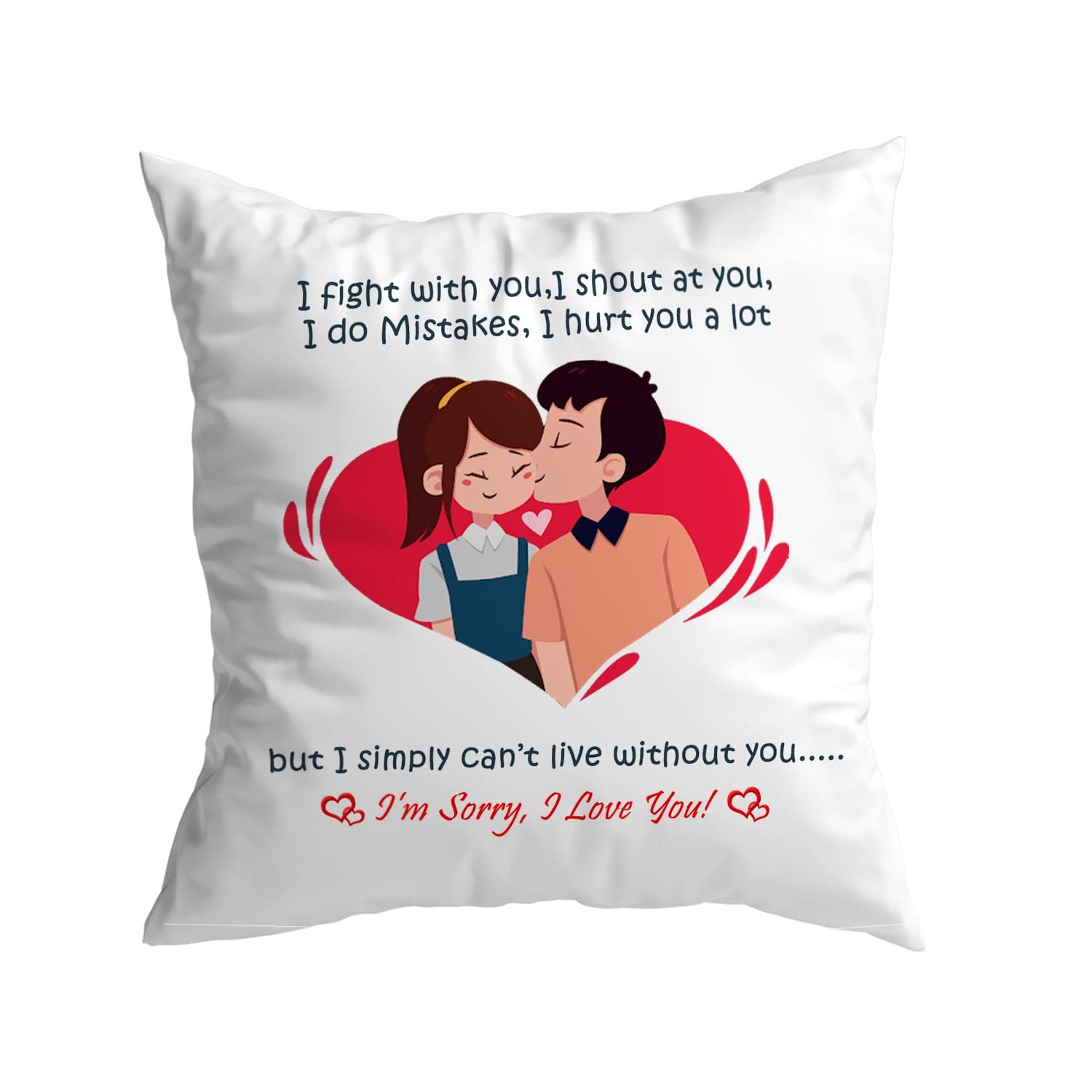 ASHVAH Satin I Am Sorry I Love You Cushion/Pillow Cover With Filler Valentines Day Gift For Wife, Husband, Boyfriend, Girlfriend, Sorry Gift For Girlfriend Love, White-image-32