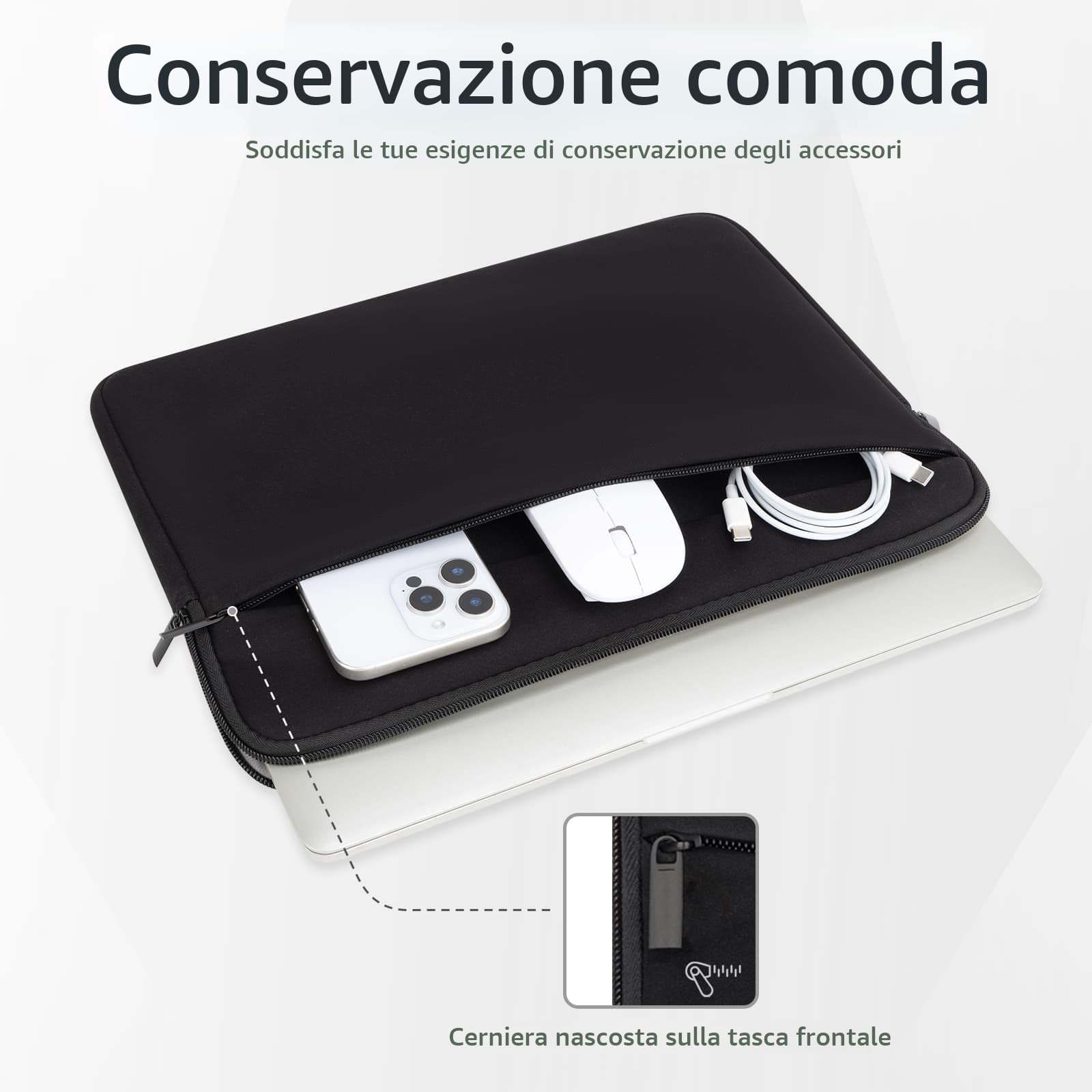 Borsa per PC Portatile 15,6 Pollici Compatibile Acer Dell HP Lenovo con Tasca Imbottita
