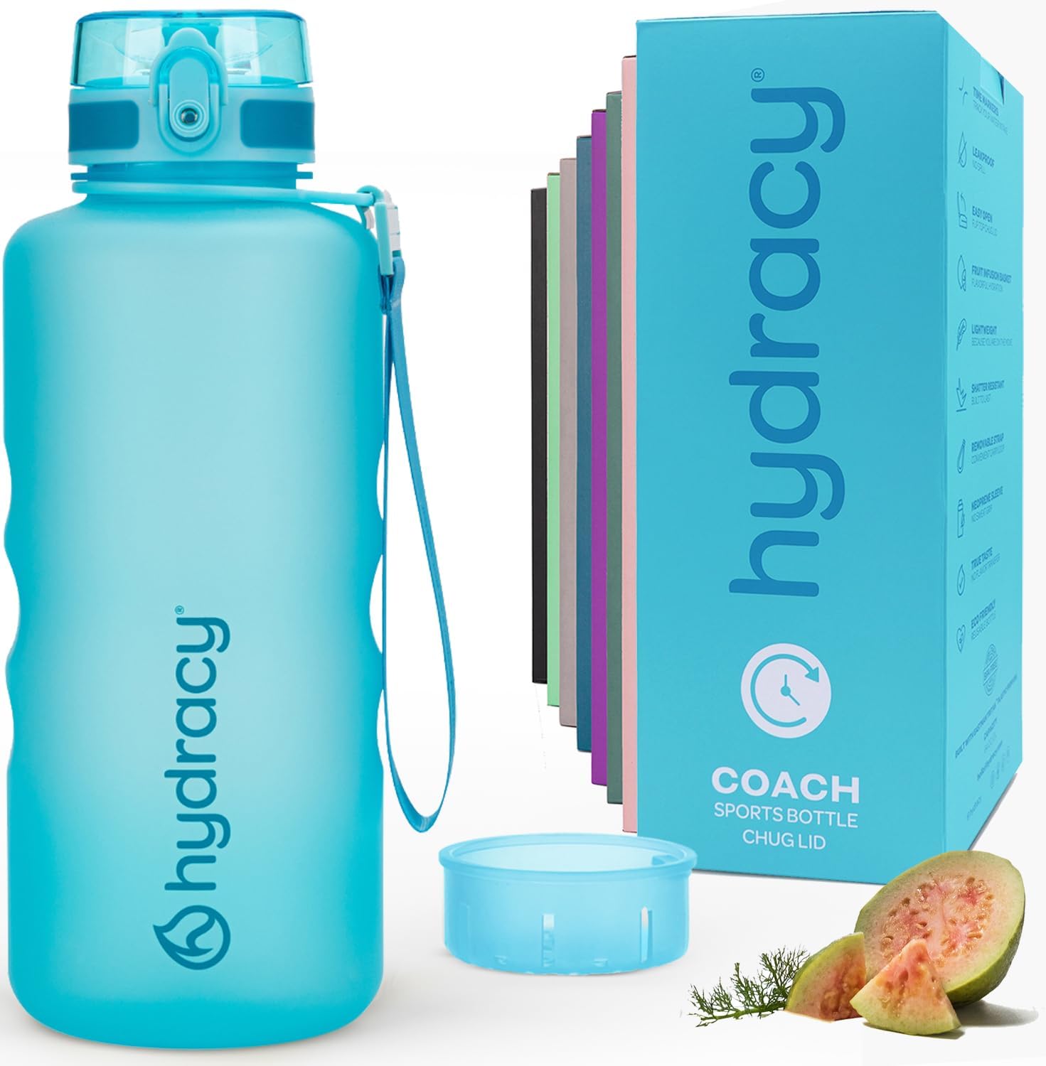 Water Bottle with Time Marker -Large Half Gallon 2 Litre BPA Free Bottle & No Sweat Sleeve -Leak Proof Gym Bottle with Fruit Infuser Strainer & Times to Drink -Ideal for Sports & Outdoors
