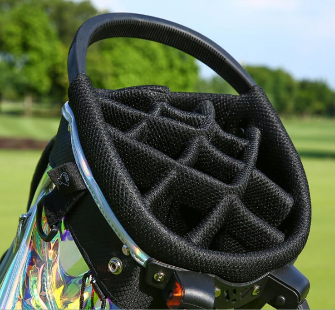 ゴルフエアバッグ レディース カラフルなレーザー透明 大容量 最大12本収納可能 ファスナーポケット付き 防水 練習用 ゴルフクラブ