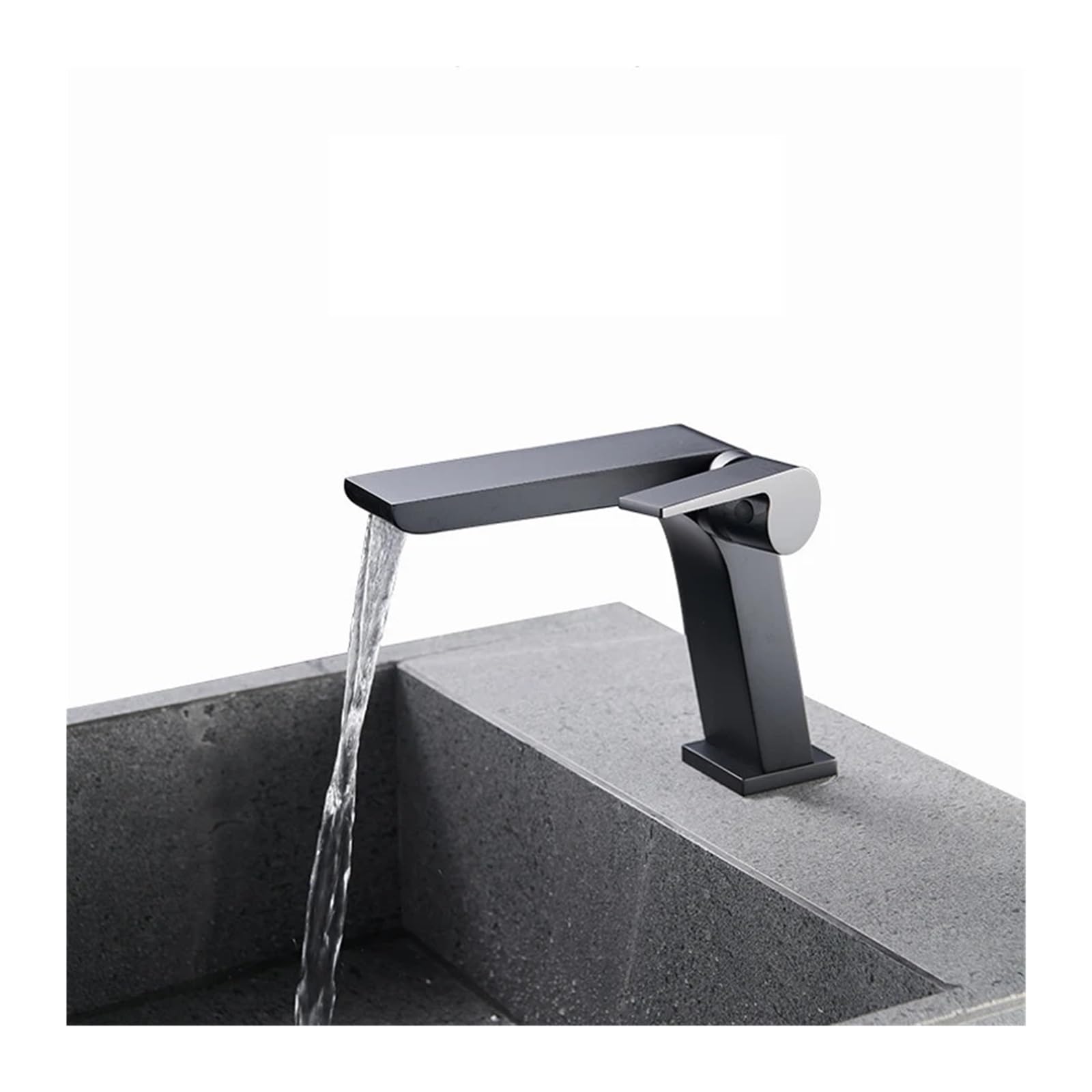 Robinet mitigeur d'évier chromé avec bec cascade pour lavabo en laiton - 8