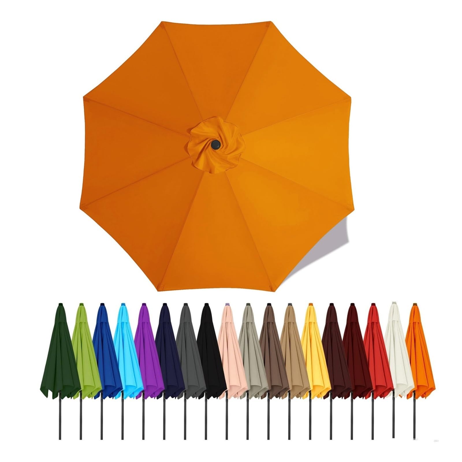 Duchunsheng Replacement Canopies Parasols 6 Rib/8 Arms Blue Gray Green White Umbrella Canopy 2 2.5 2.7 3 4M Waterproof Anti-UV Sun Umbrella Parasol Cover Outdoor Patio Garden(Orange,3.5m - 8Ribs)