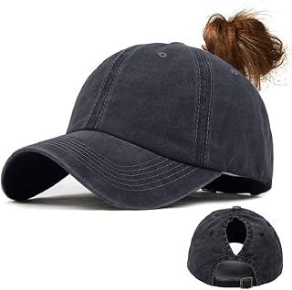 Yusongirl Baseball Cap Messy High Bun Ponytail Hat Adjustable Mesh Hats Washed Hat Peaked Caps Pony Cap for Women