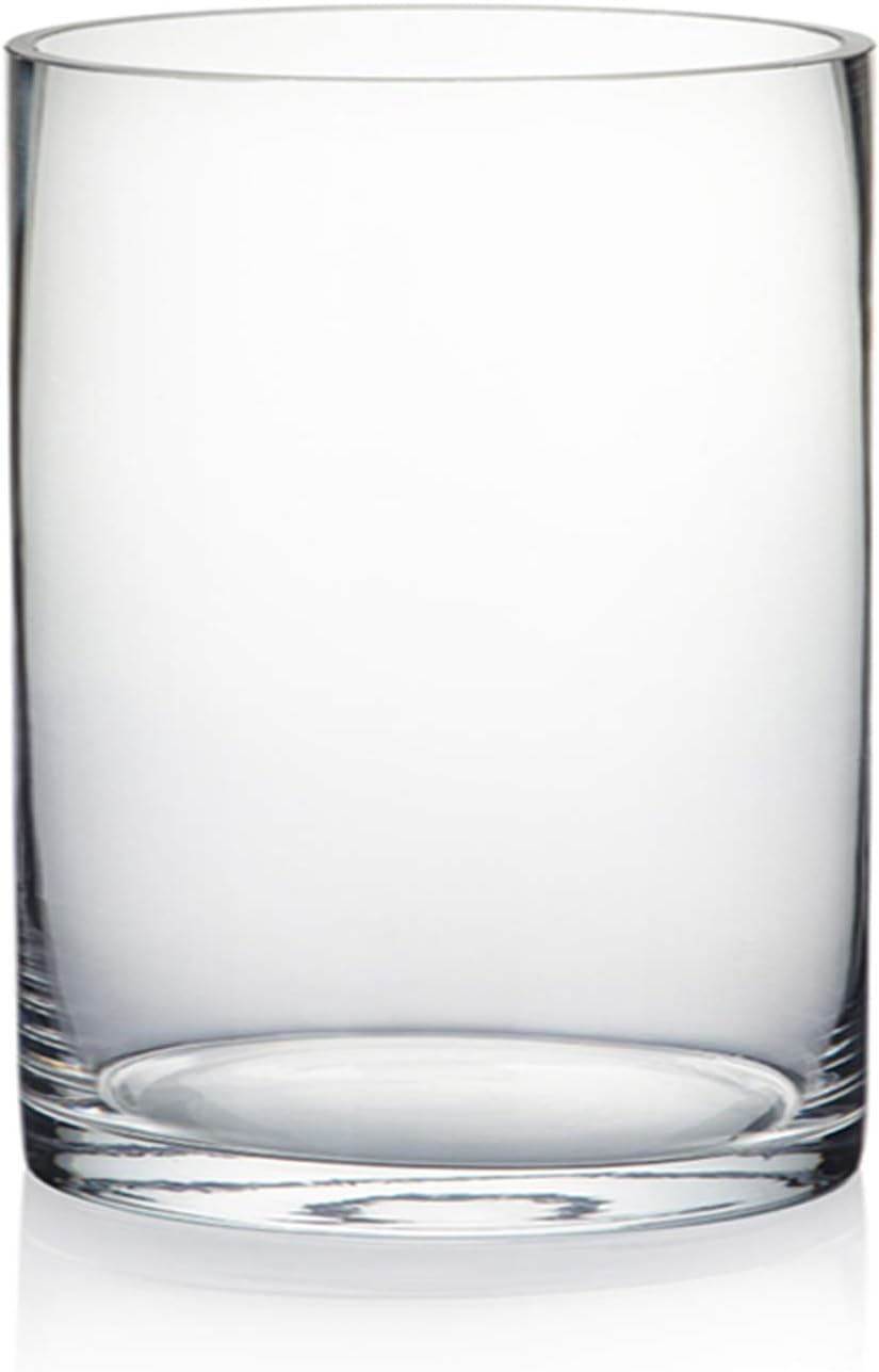 WGV Cylinder Vase, Width 6", Height 8", Clear Glass Container Terrarium Candle Holder for Wedding Centerpiece, Party Event, Home Office Decor, 1 Piece
