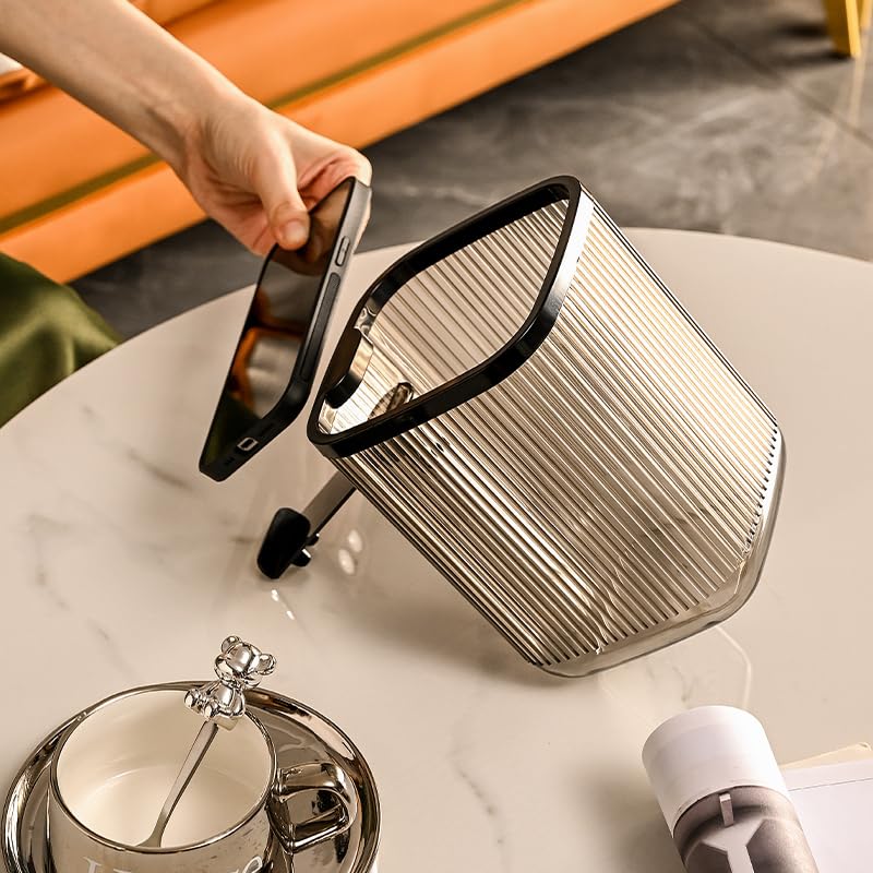 Miniatura 3 de Cubo de basura pequeño para escritorio, mini bote de basura para encimera, con soporte para móvil, material ABS ecológico, cubo de basura pequeño