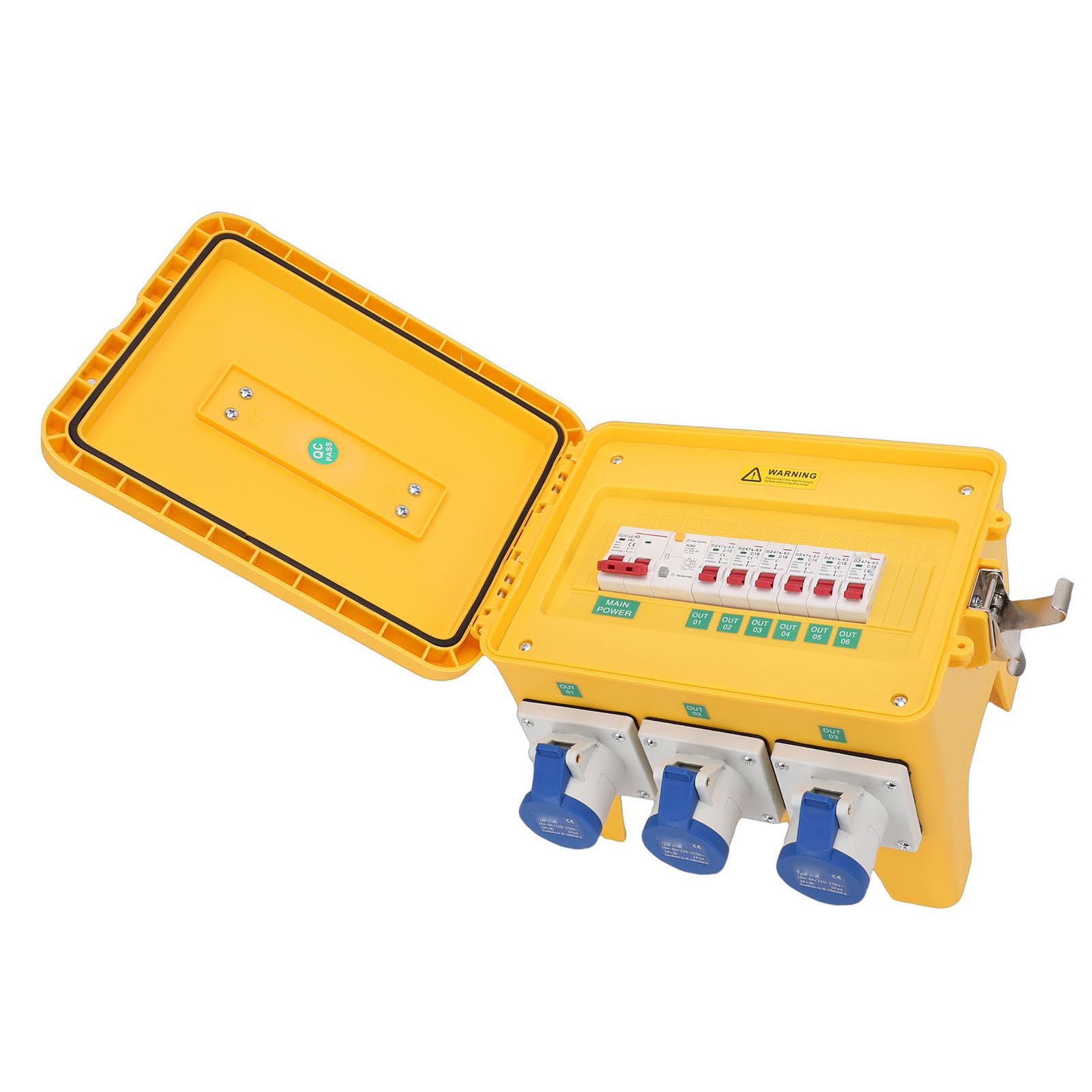 FILFEEL Caja de Distribución de EnergíA portátil: Salidas CEE de 3 Pines + Enchufes Hembra de 3 Clavijas, Distribuidor de Enchufes Eléctricos IP65 para Sitios de Construcción, Eventos Y Talleres Al