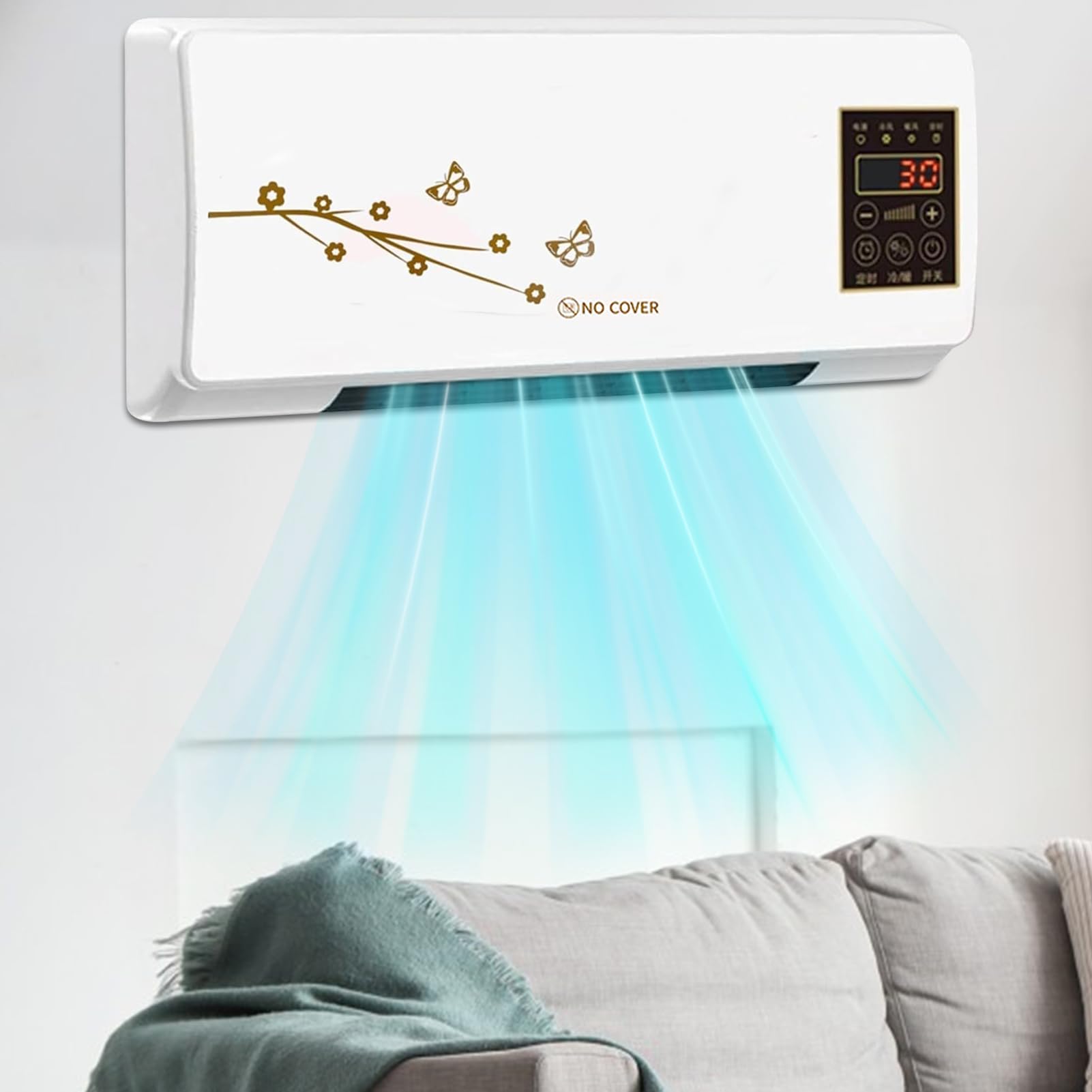 Aire Acondicionado de Pared - Aire Acondicionado Portátil,Con Función Frío y Calor, Silencioso y Temporizador 24H para Cocina, Coche, Hogar, Apartamento,