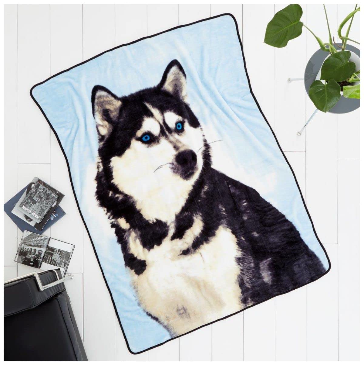 GC GAVENO CAVAILIA 3D Animal Print Soft Fleece Throw, Super Soft Large Faux Fur Throw Warm & Cosy Husky Plush Double Bed Fleece Blanket, 150x200 CM