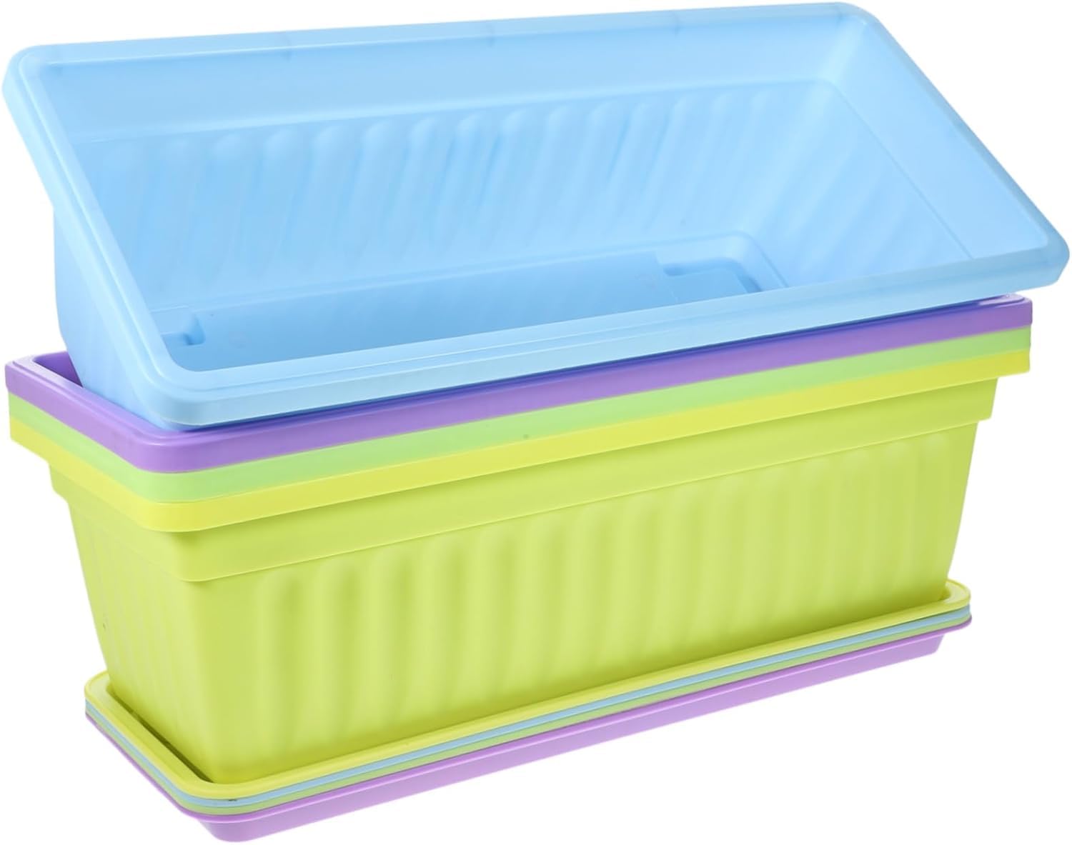 Lot de 4 jardinières rectangulaires faciles à installer pour légumes et fleurs de balcon