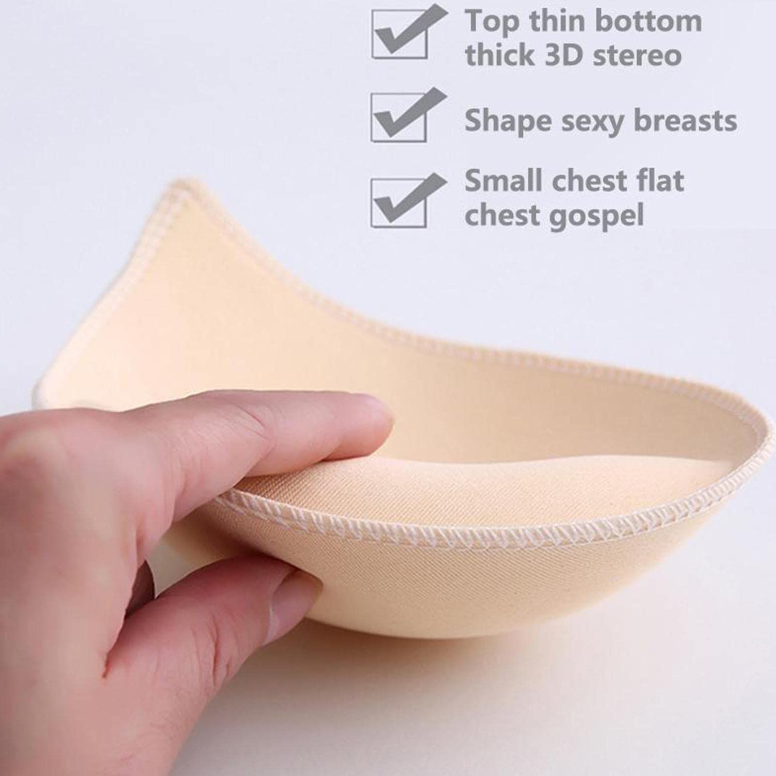FOOT OF THE TREE Super Dikke BH Pads Inserts 3 paar Verwijderbare Borstversterkers Push Up Bra Cups Paddings, Beige-6cm, M