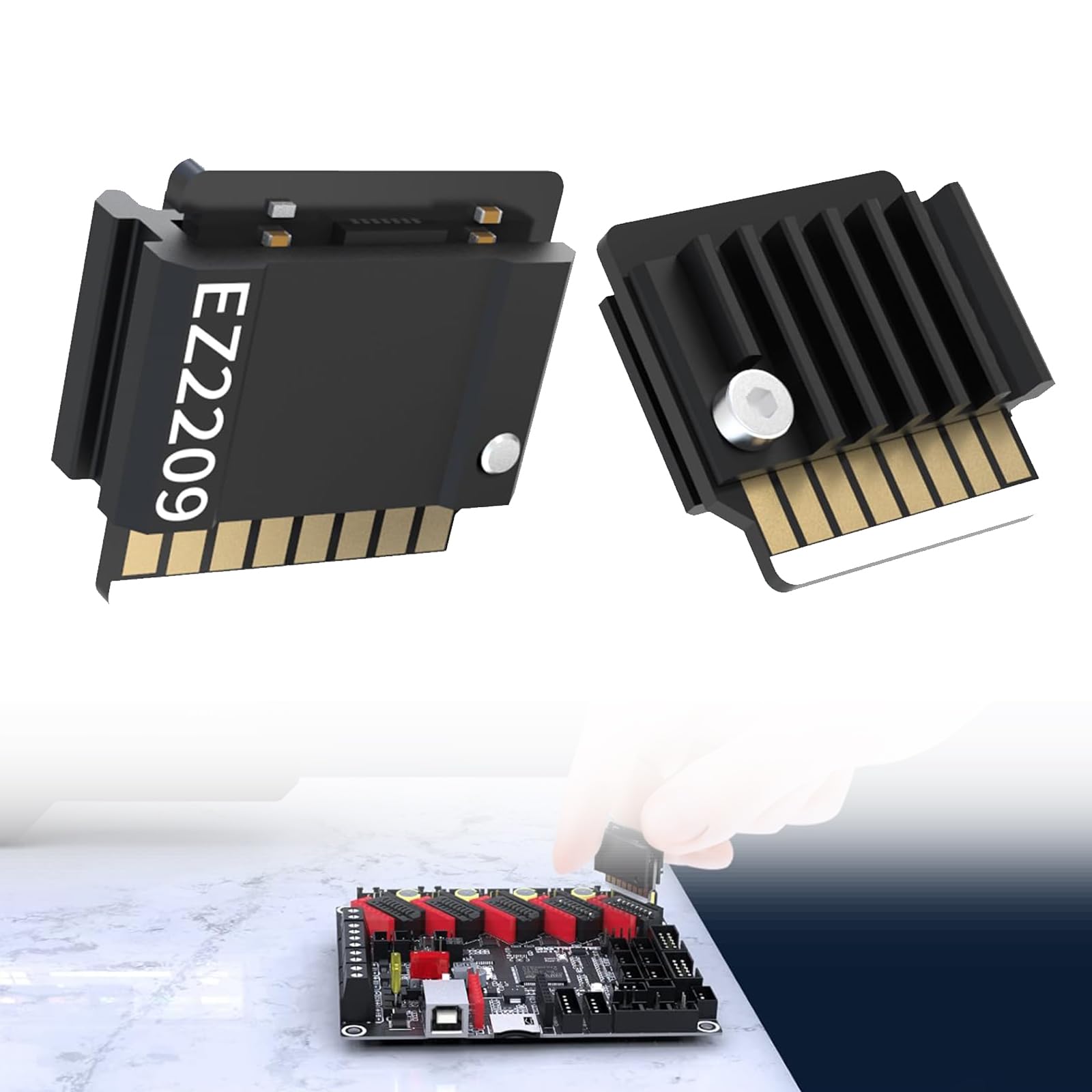 NALACAL 2PCS EZ2209 V1.0 Stepper Motor Driver, 3D Printer Motherboard, Stepstick Mute Driver, Compatible with SKR 3 EZ Manta E3 EZ 3D Printer Controller Main Board (Black)